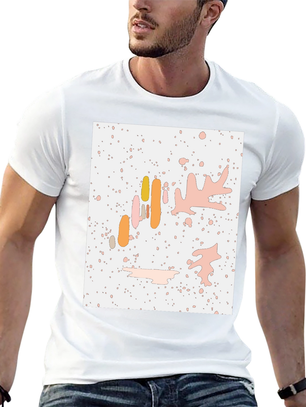 Abstract Art Print Black Crew Neck T-Shirt