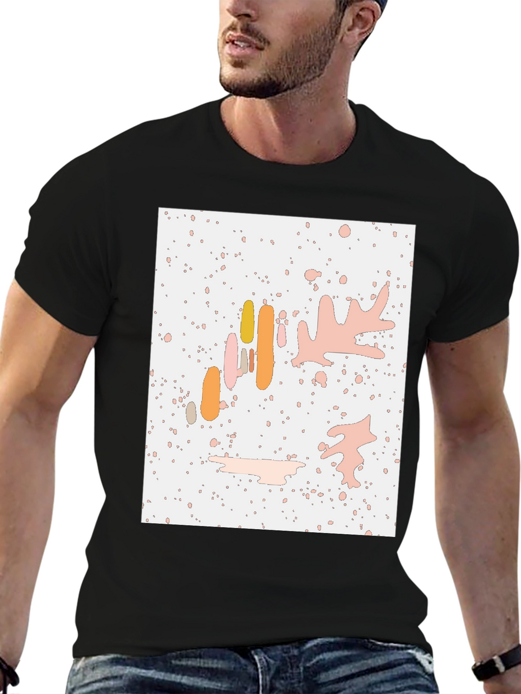Abstract Art Print Black Crew Neck T-Shirt