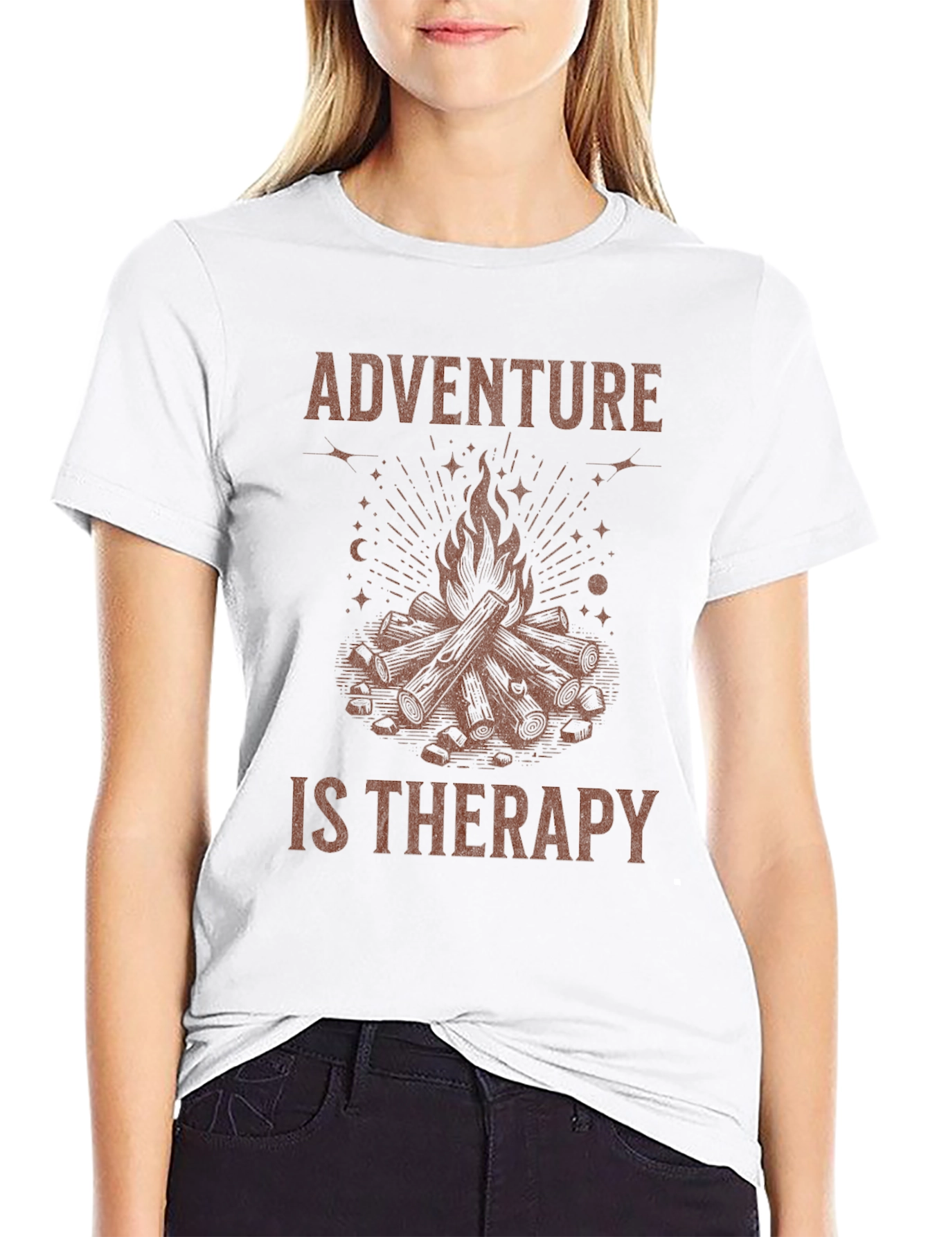 Adventure Is Therapy Graphic Tee - Campfire Design