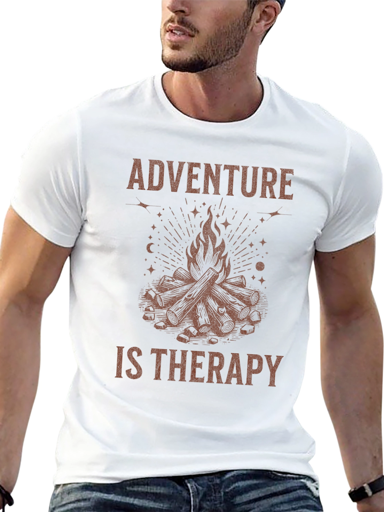 Adventure Is Therapy Graphic Tee - Campfire Design
