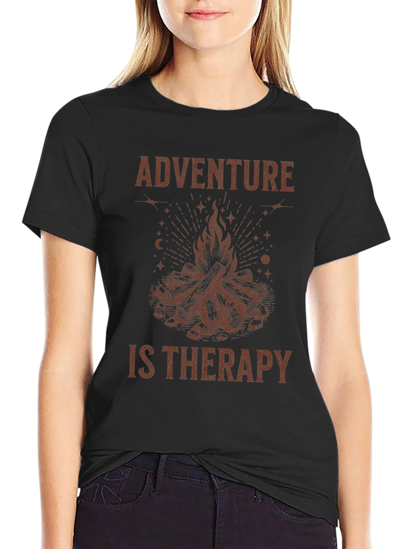 Adventure Is Therapy Graphic Tee - Campfire Design