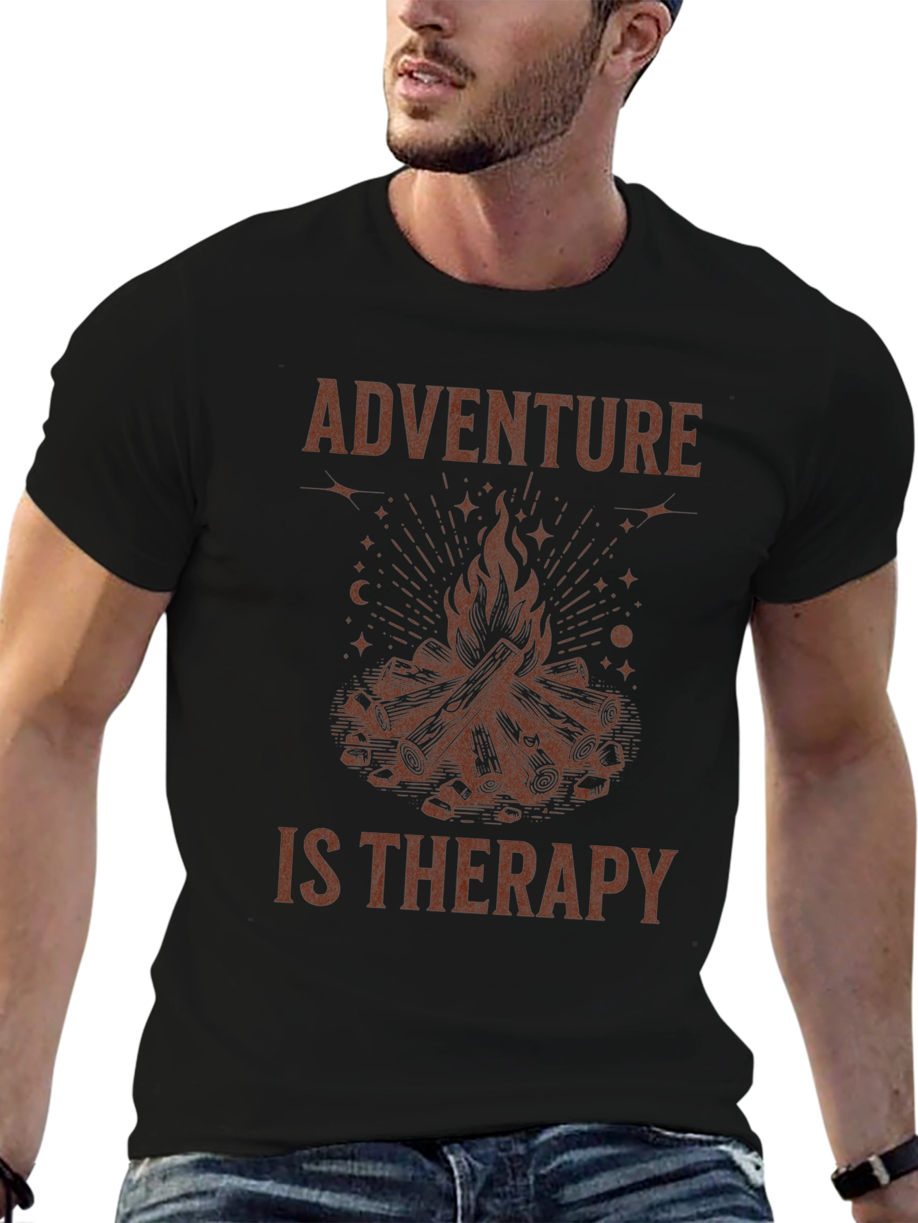 Adventure Is Therapy Graphic Tee - Campfire Design
