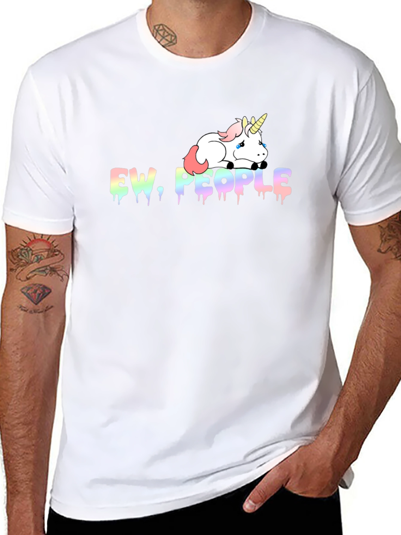 Ew People Unicorn Graphic Tee - Black Cotton Blend