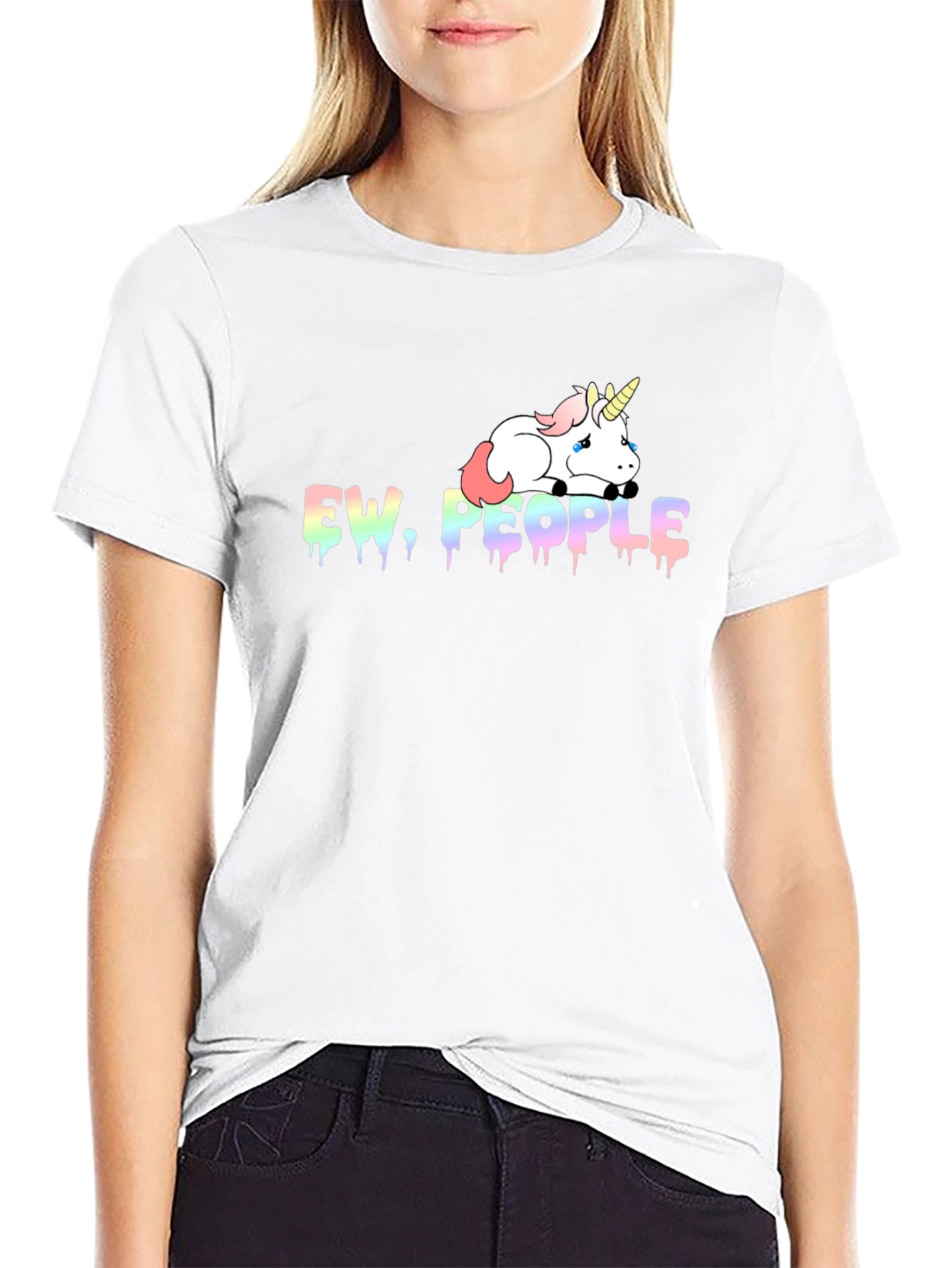 Ew People Unicorn Graphic Tee - Black Cotton Blend