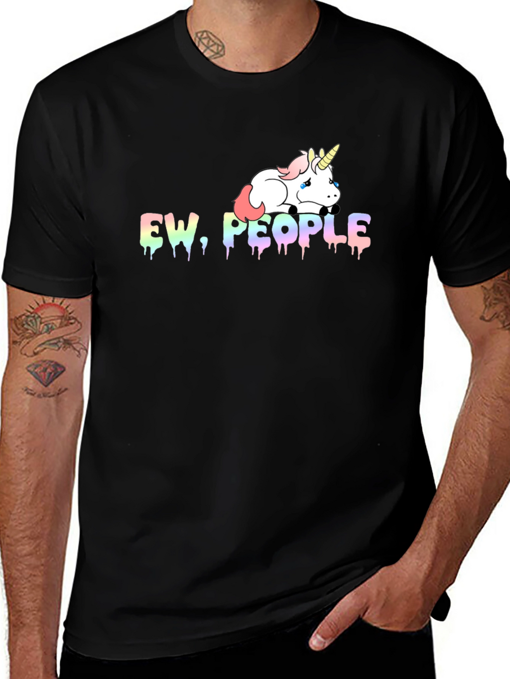 Ew People Unicorn Graphic Tee - Black Cotton Blend