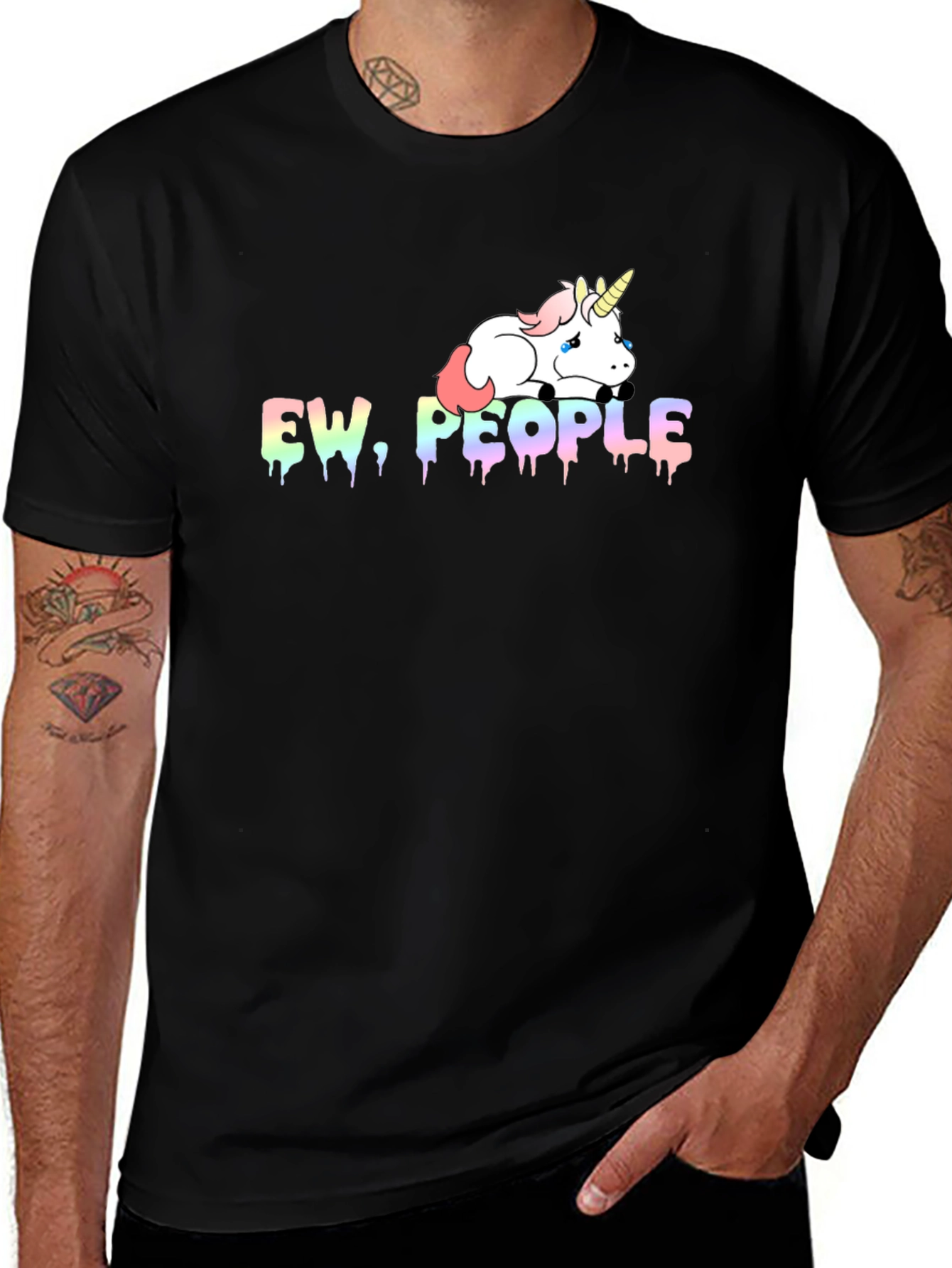 Ew People Unicorn Graphic Tee - Black Cotton Blend