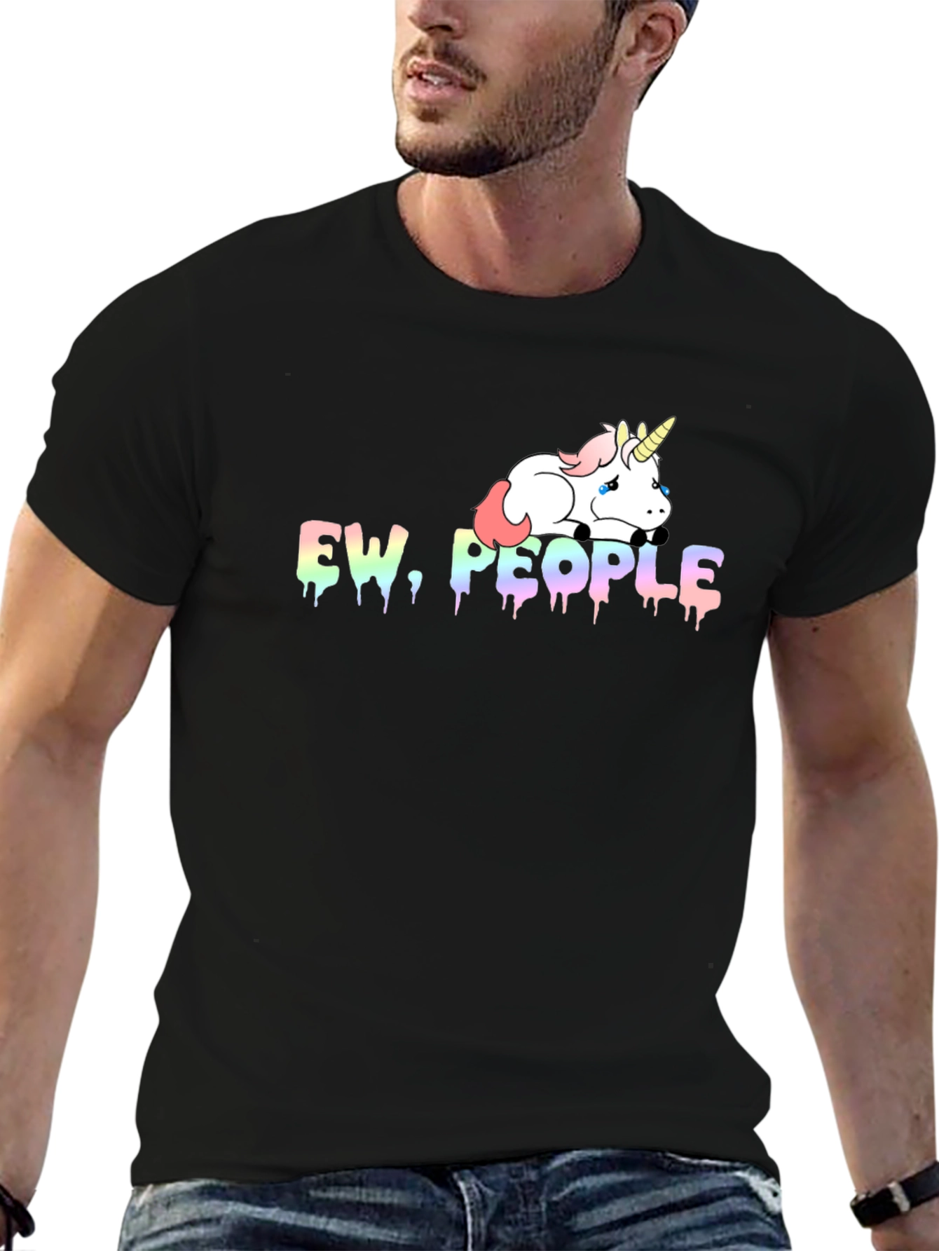Ew People Unicorn Graphic Tee - Black Cotton Blend