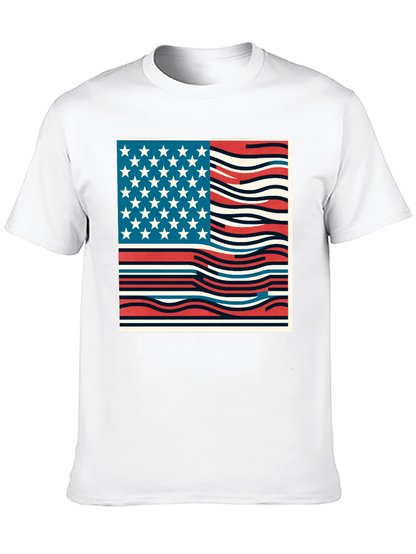 Wavy American Flag Graphic Tee