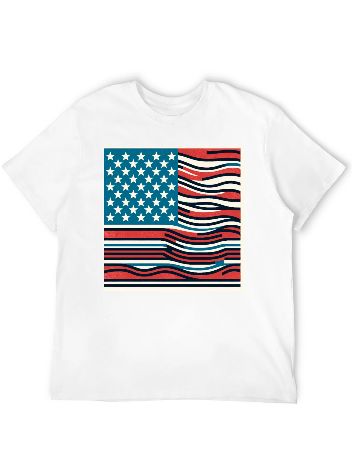Wavy American Flag Graphic Tee
