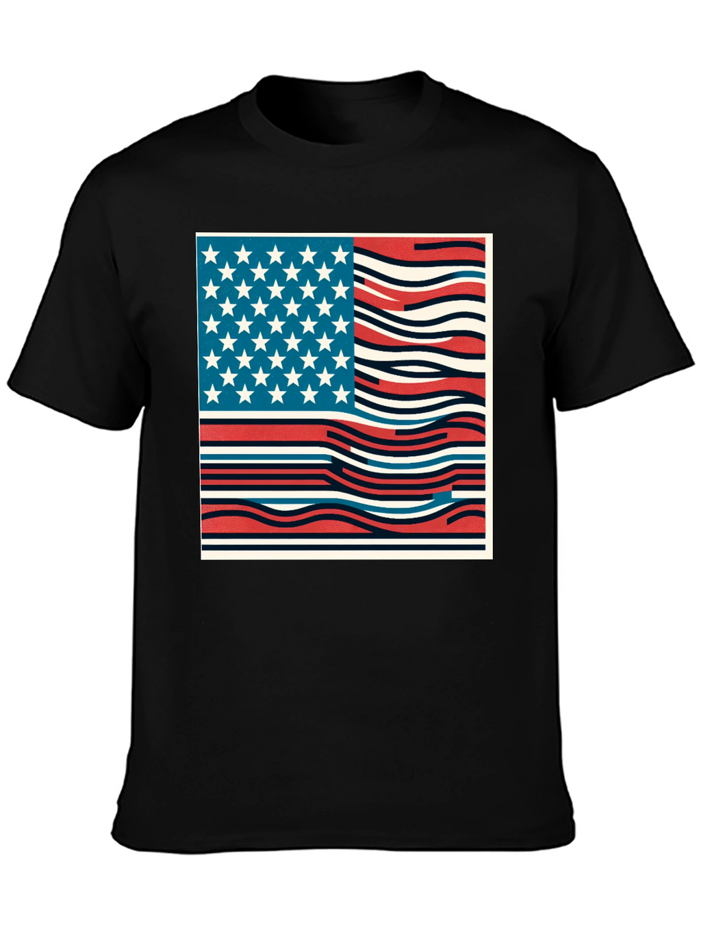 Wavy American Flag Graphic Tee