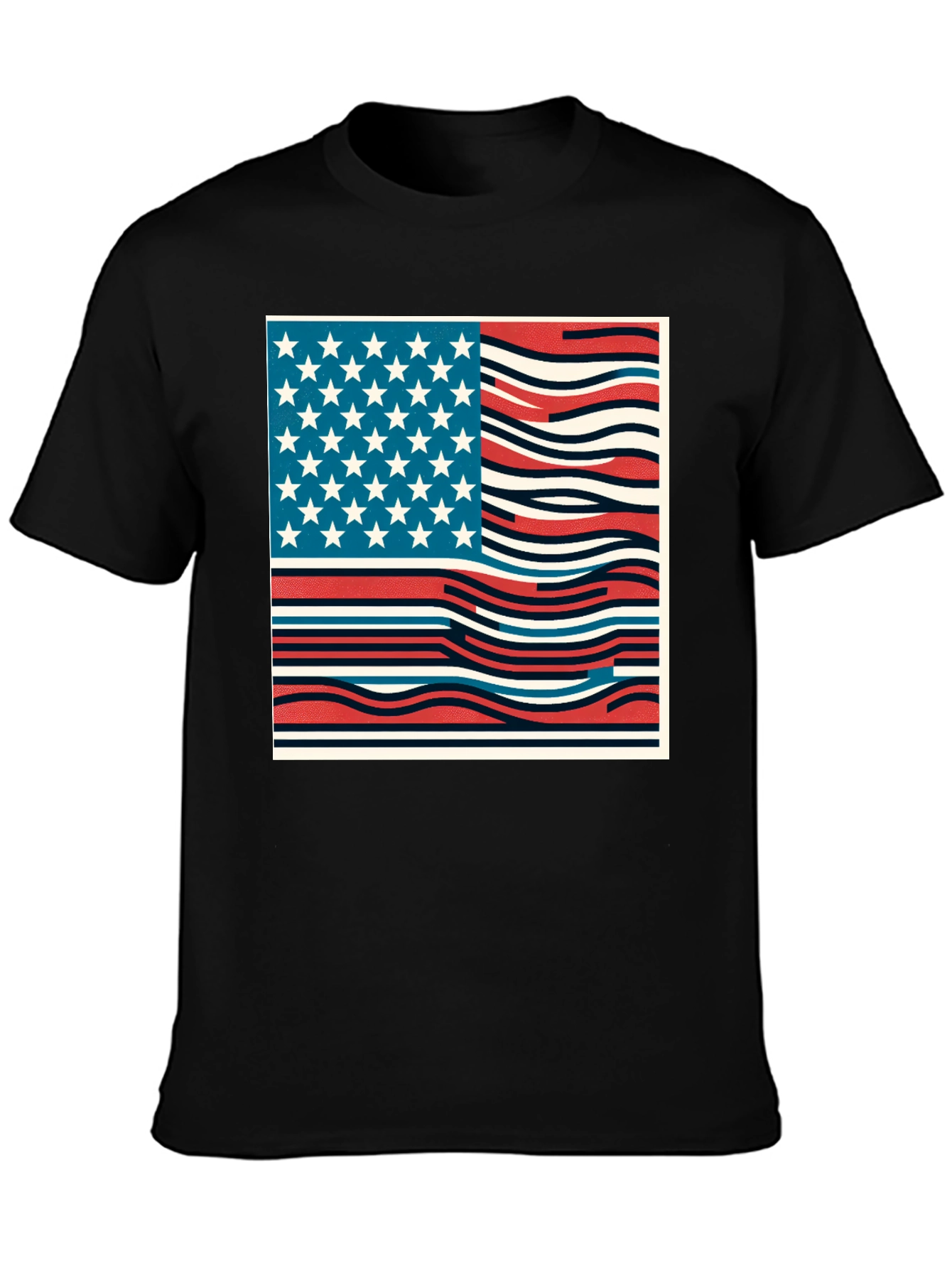 Wavy American Flag Graphic Tee