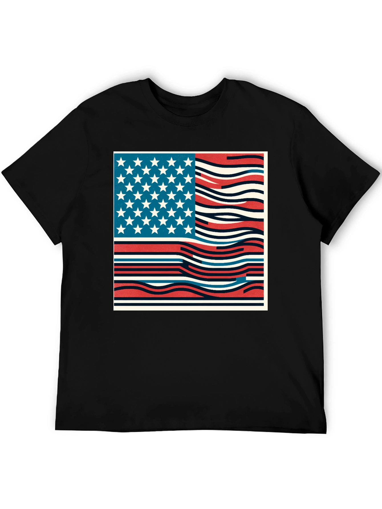 Wavy American Flag Graphic Tee