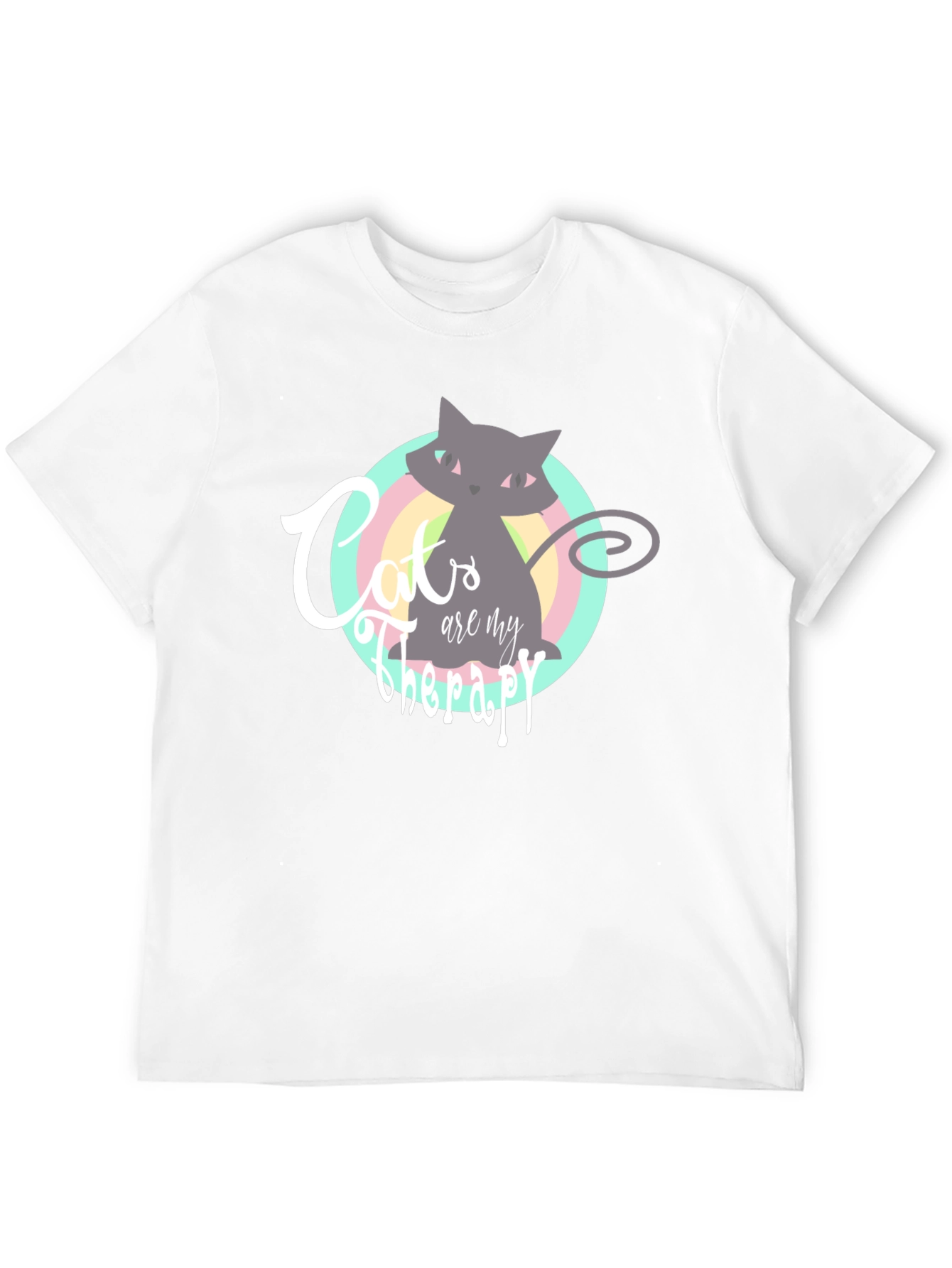 Cats are My Therapy T-Shirt - Black Cute Cat Graphic