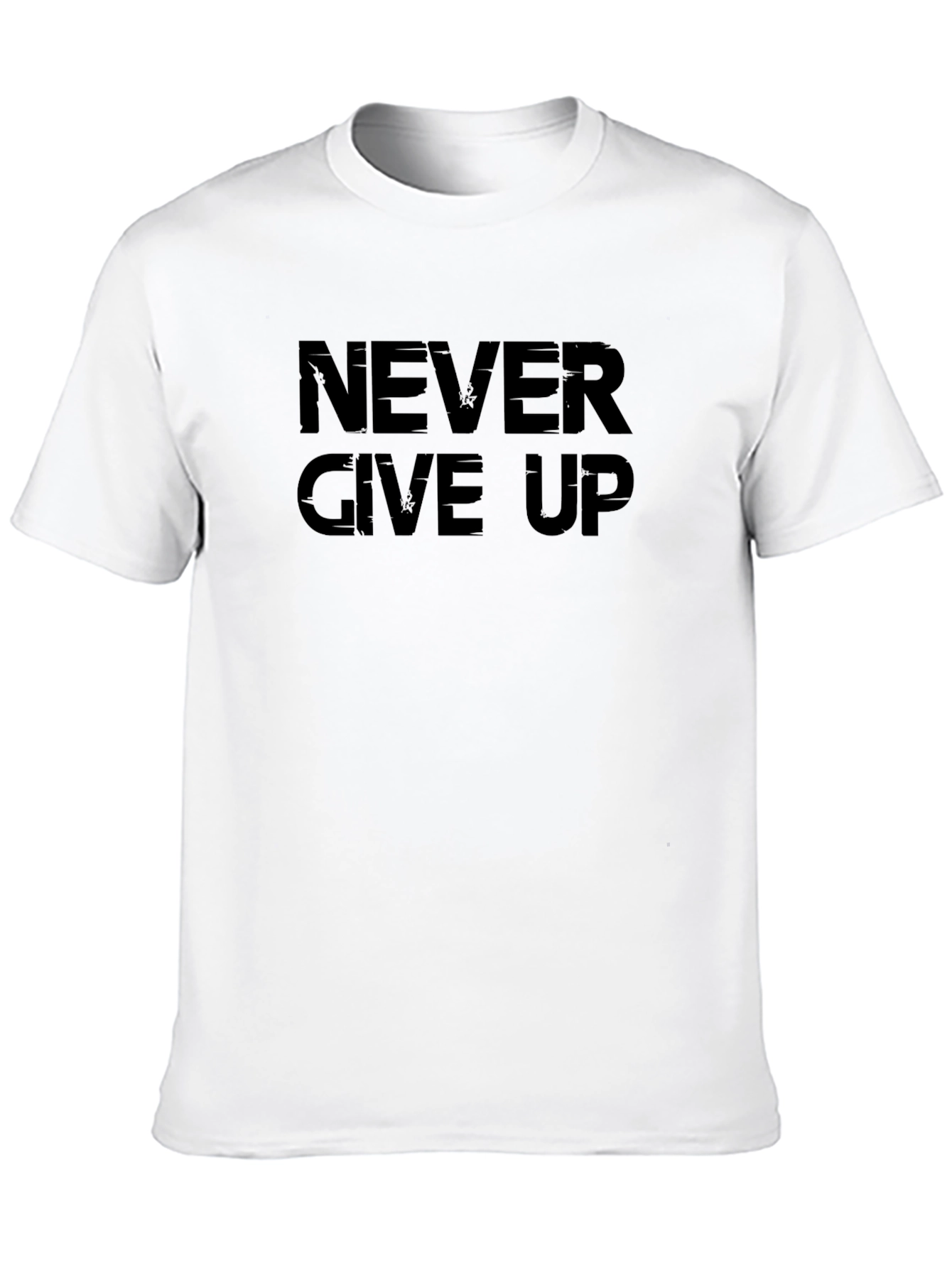 Never Give Up Graphic Tee - Motivational Black T-Shirt