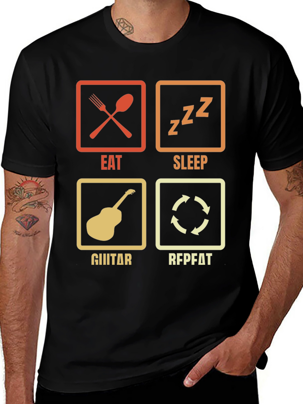 Eat Sleep Guitar Repeat Graphic Tee