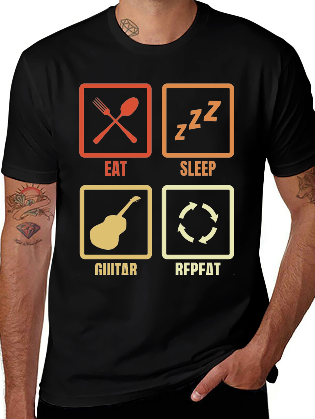 Eat Sleep Guitar Repeat Graphic Tee
