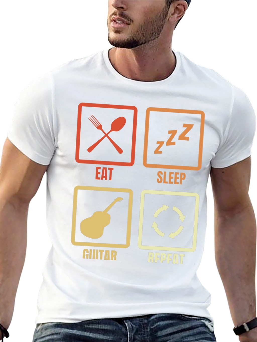 Eat Sleep Guitar Repeat Graphic Tee