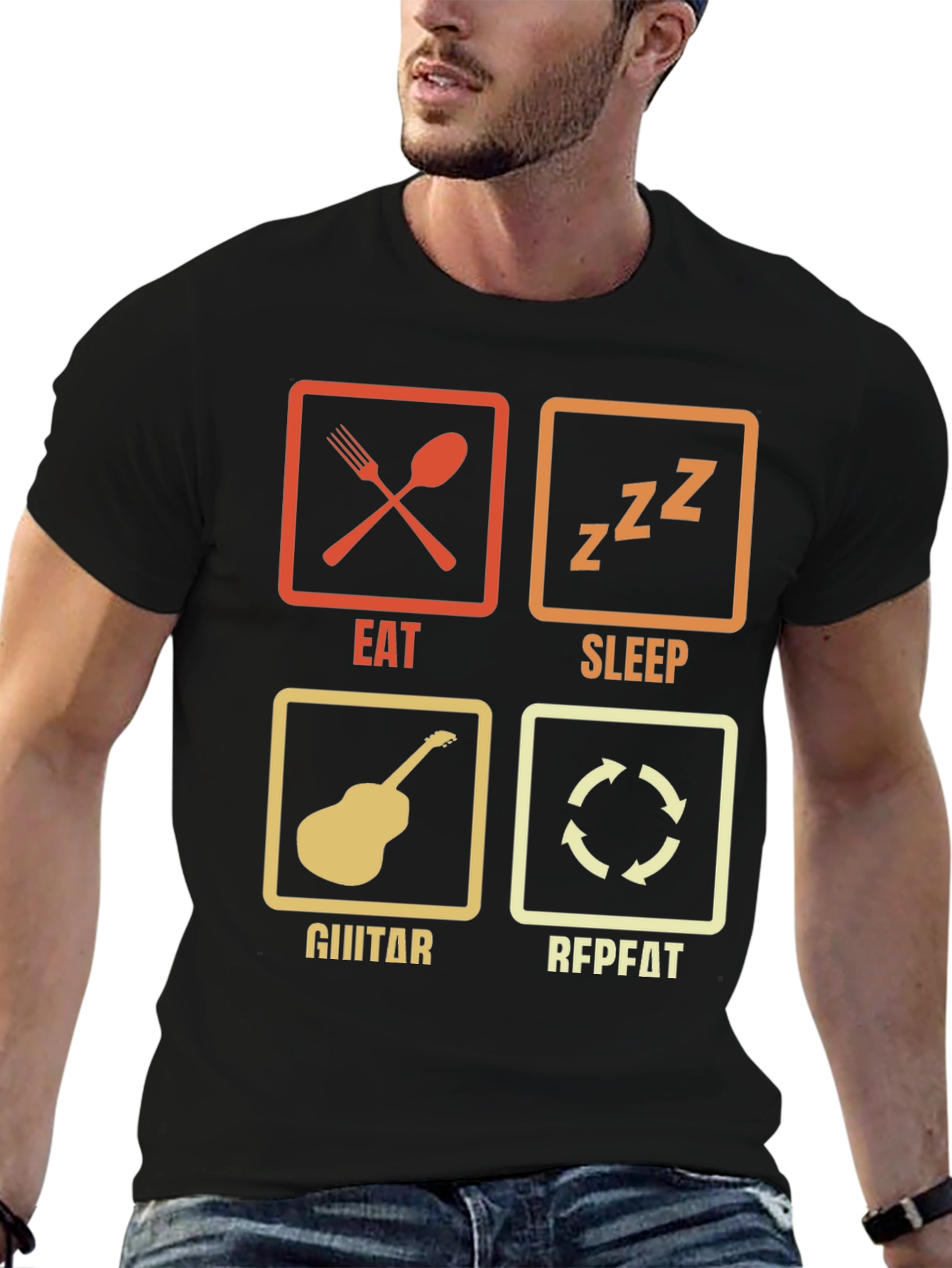 Eat Sleep Guitar Repeat Graphic Tee