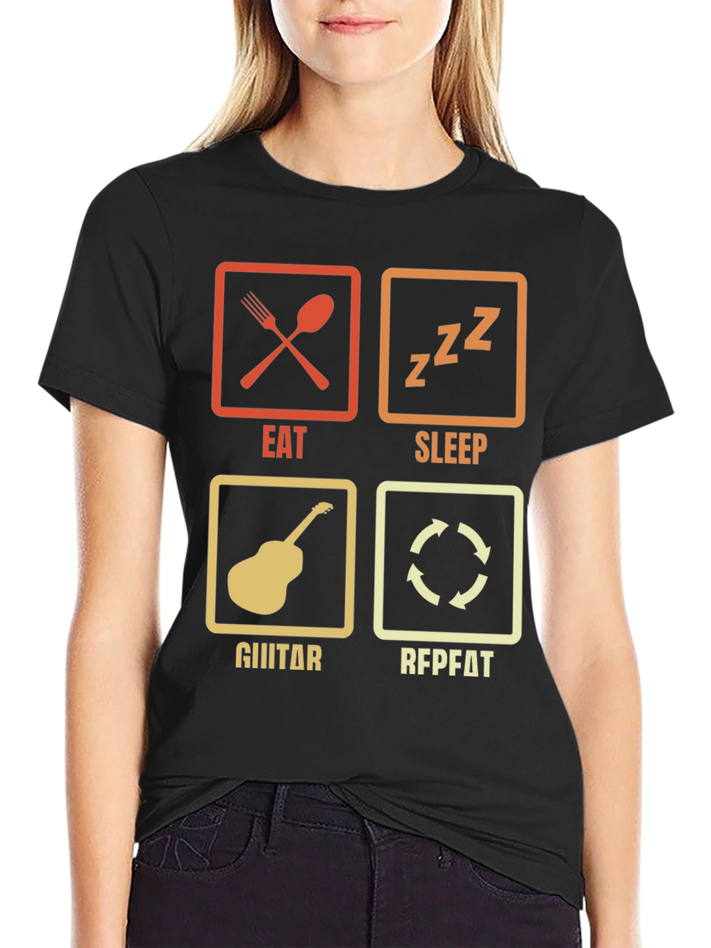 Eat Sleep Guitar Repeat Graphic Tee