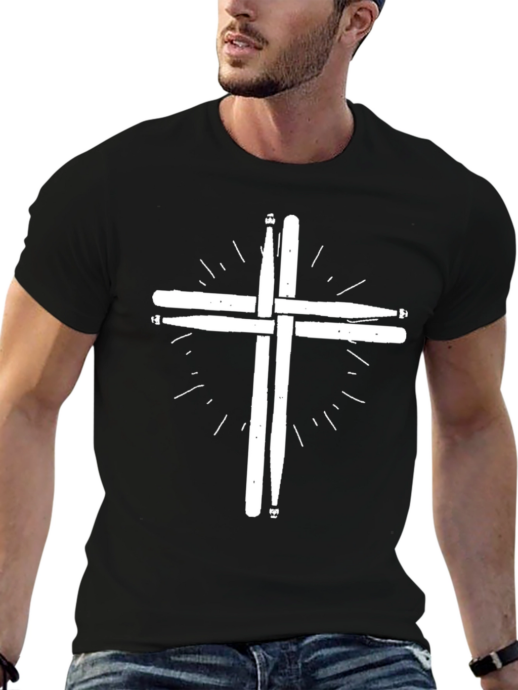 Drum Sticks Cross T-Shirt - Musician Tee