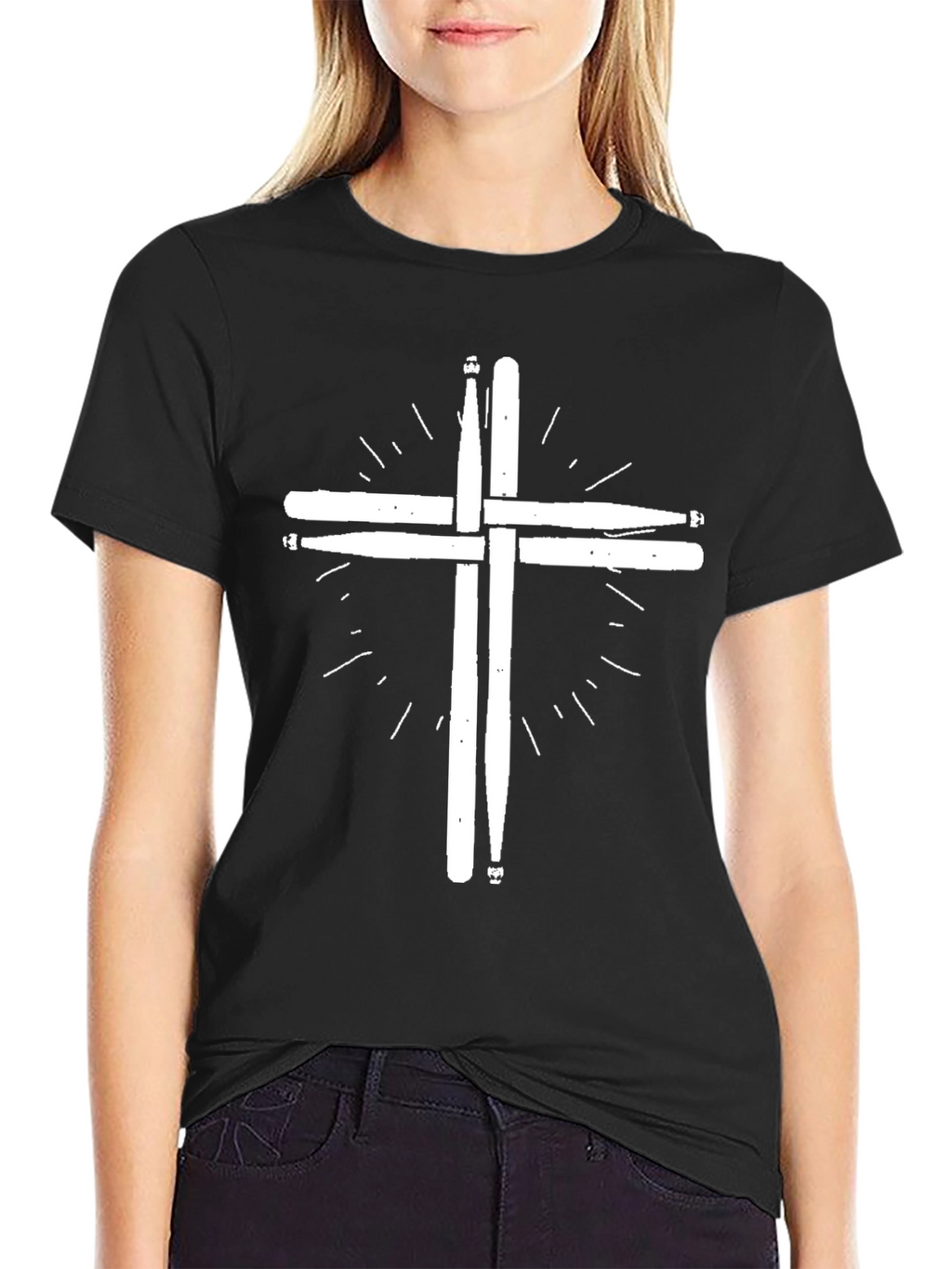 Drum Sticks Cross T-Shirt - Musician Tee