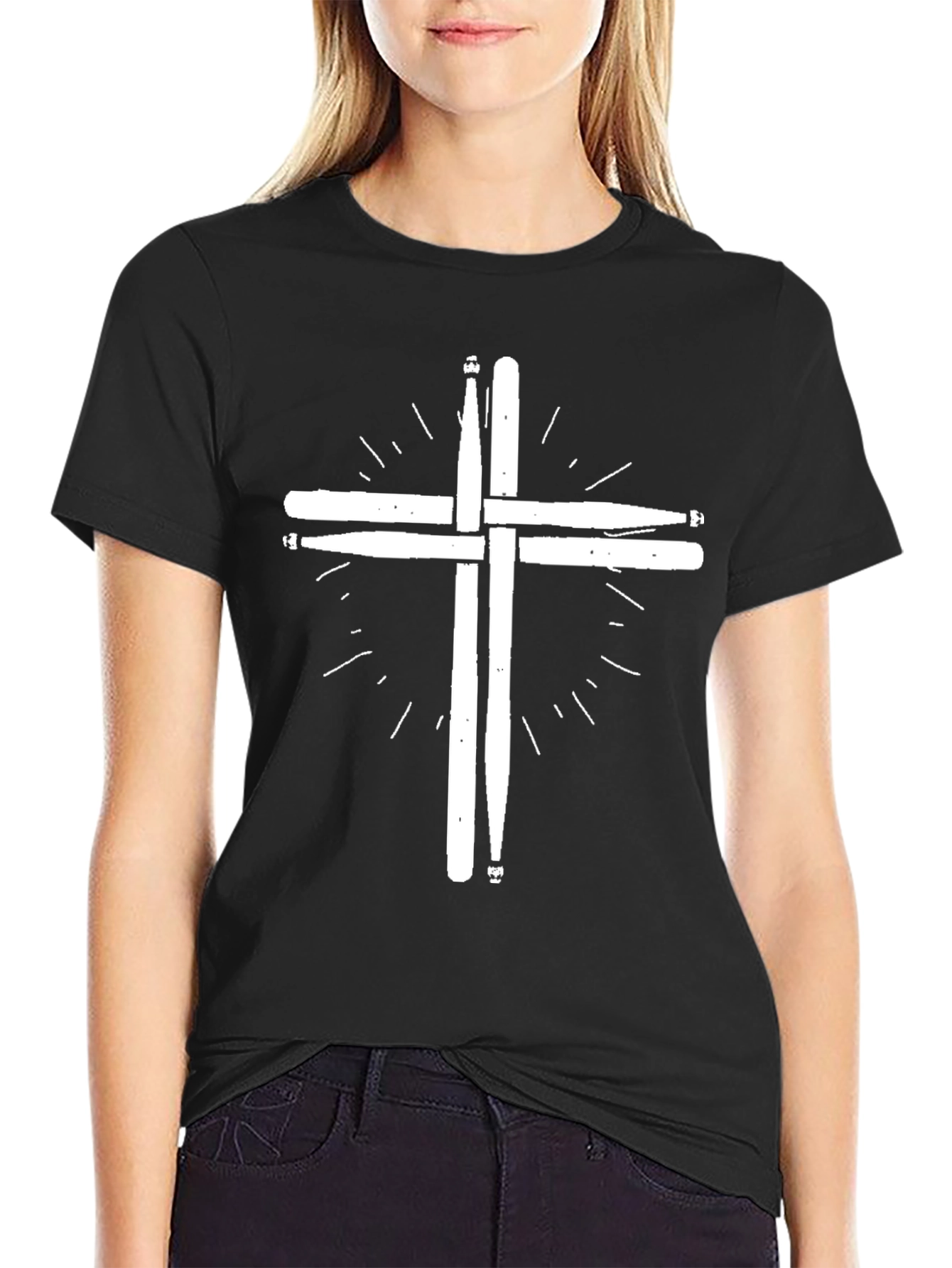 Drum Sticks Cross T-Shirt - Musician Tee