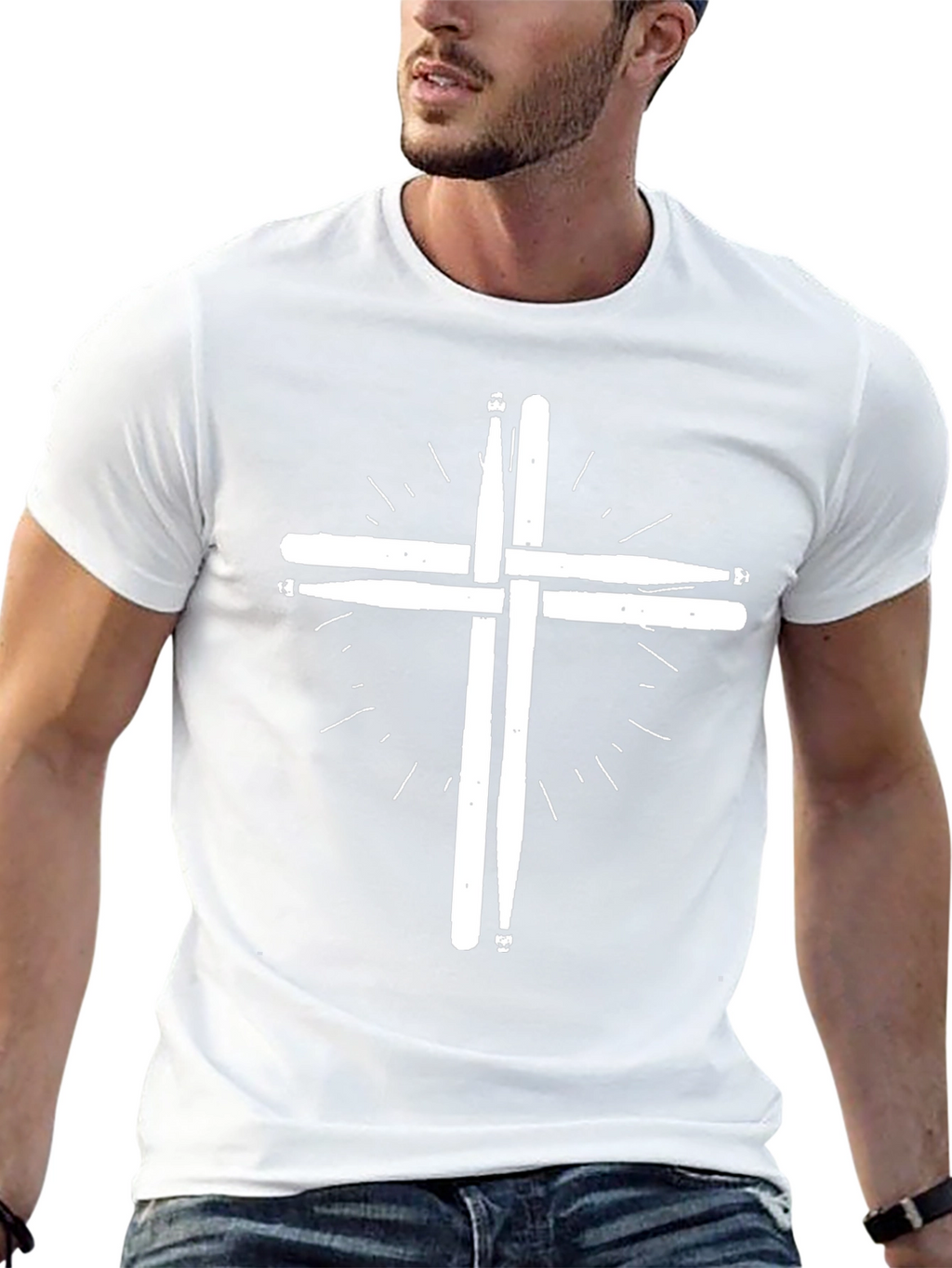 Drum Sticks Cross T-Shirt - Musician Tee