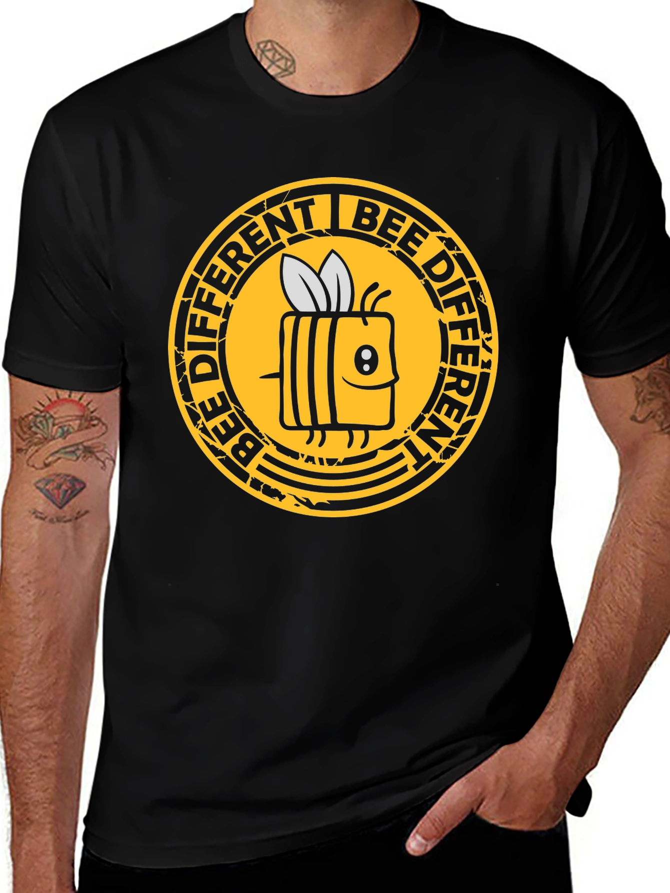 Bee Different Graphic Tee - Black Cotton T-Shirt
