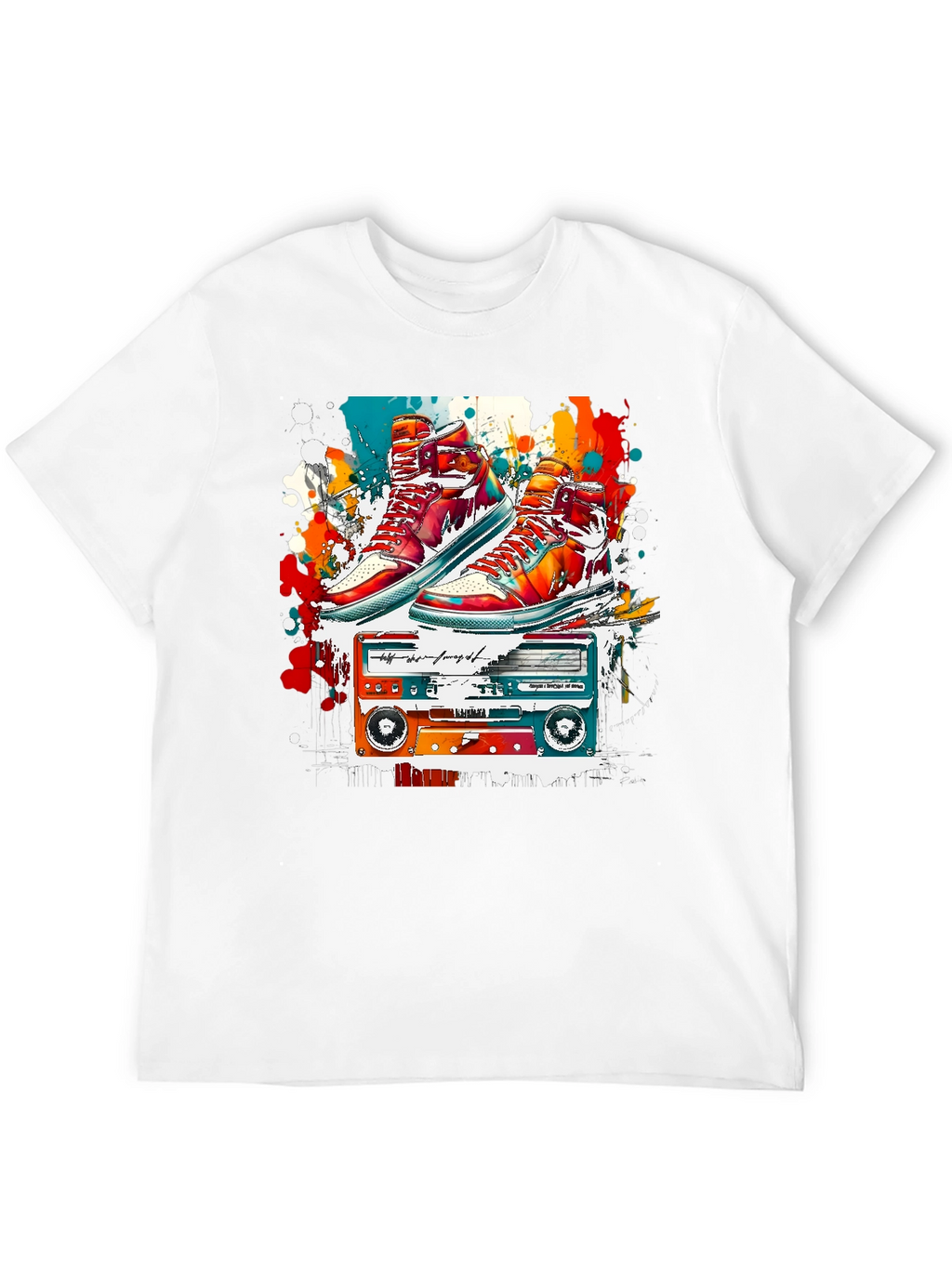 Retro Sneakers & Cassette Tape Graphic Tee