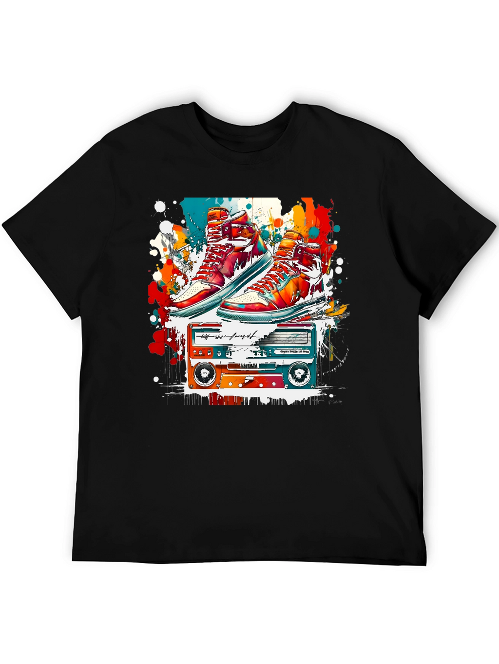 Retro Sneakers & Cassette Tape Graphic Tee
