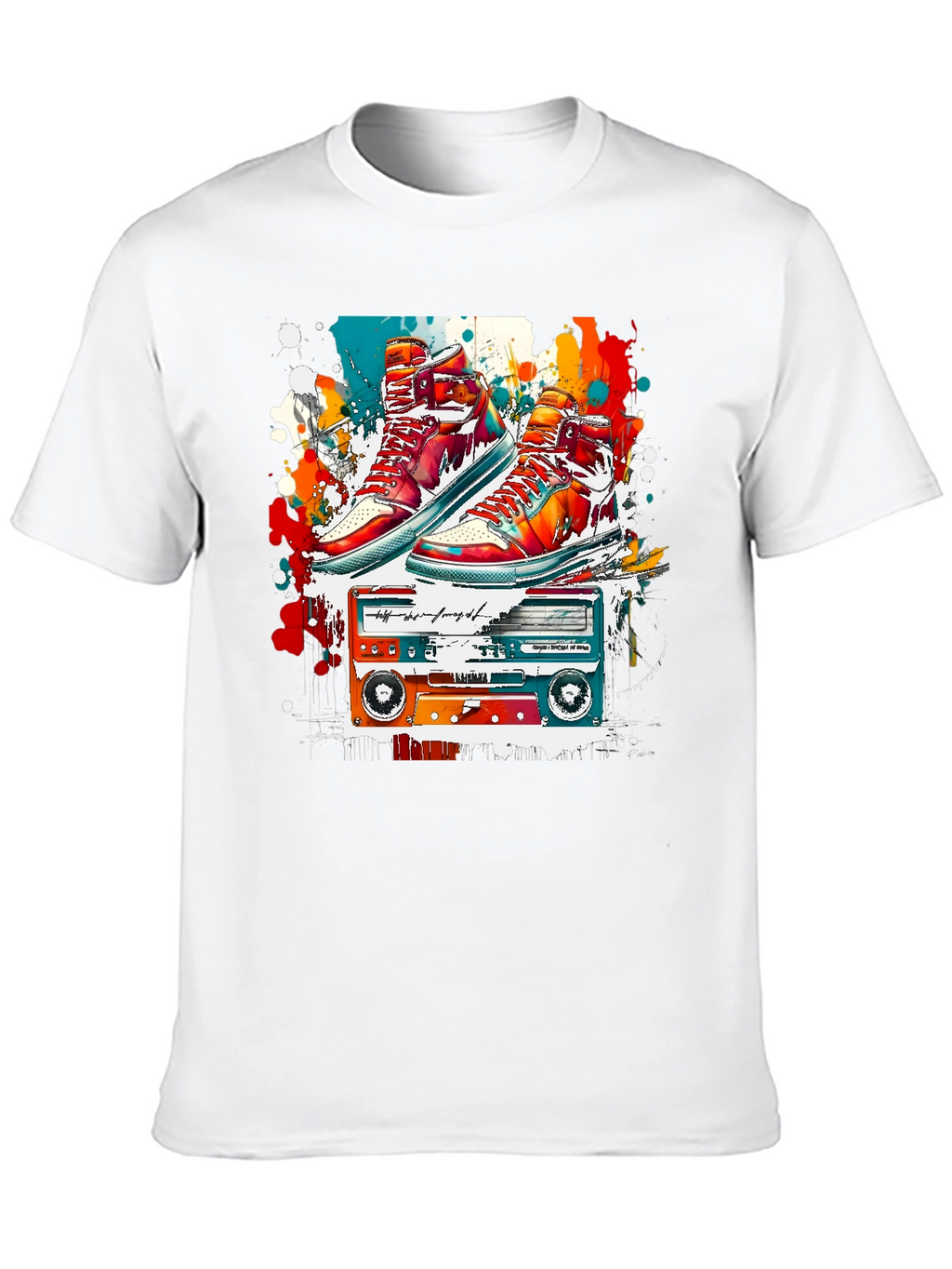 Retro Sneakers & Cassette Tape Graphic Tee