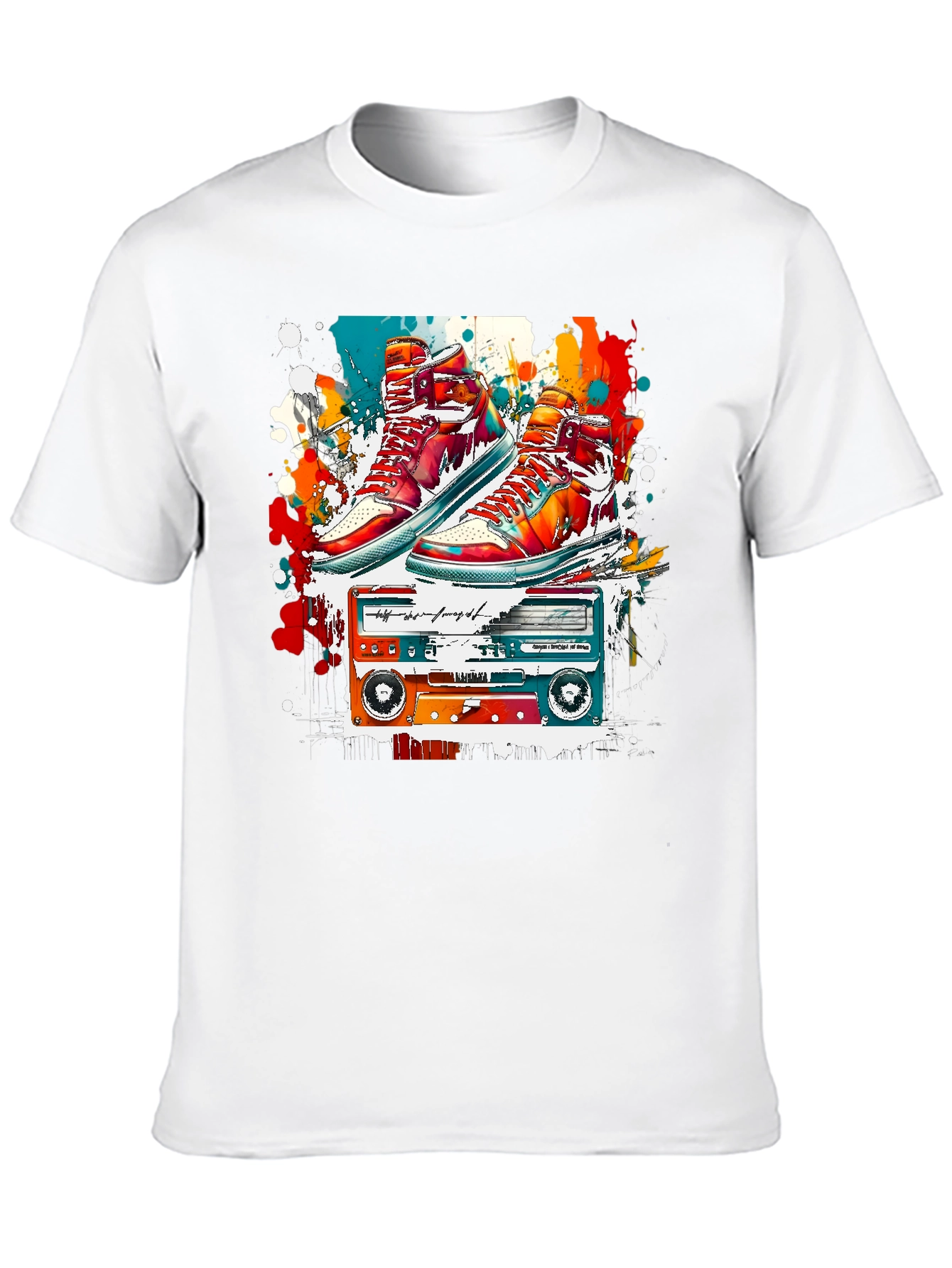 Retro Sneakers & Cassette Tape Graphic Tee