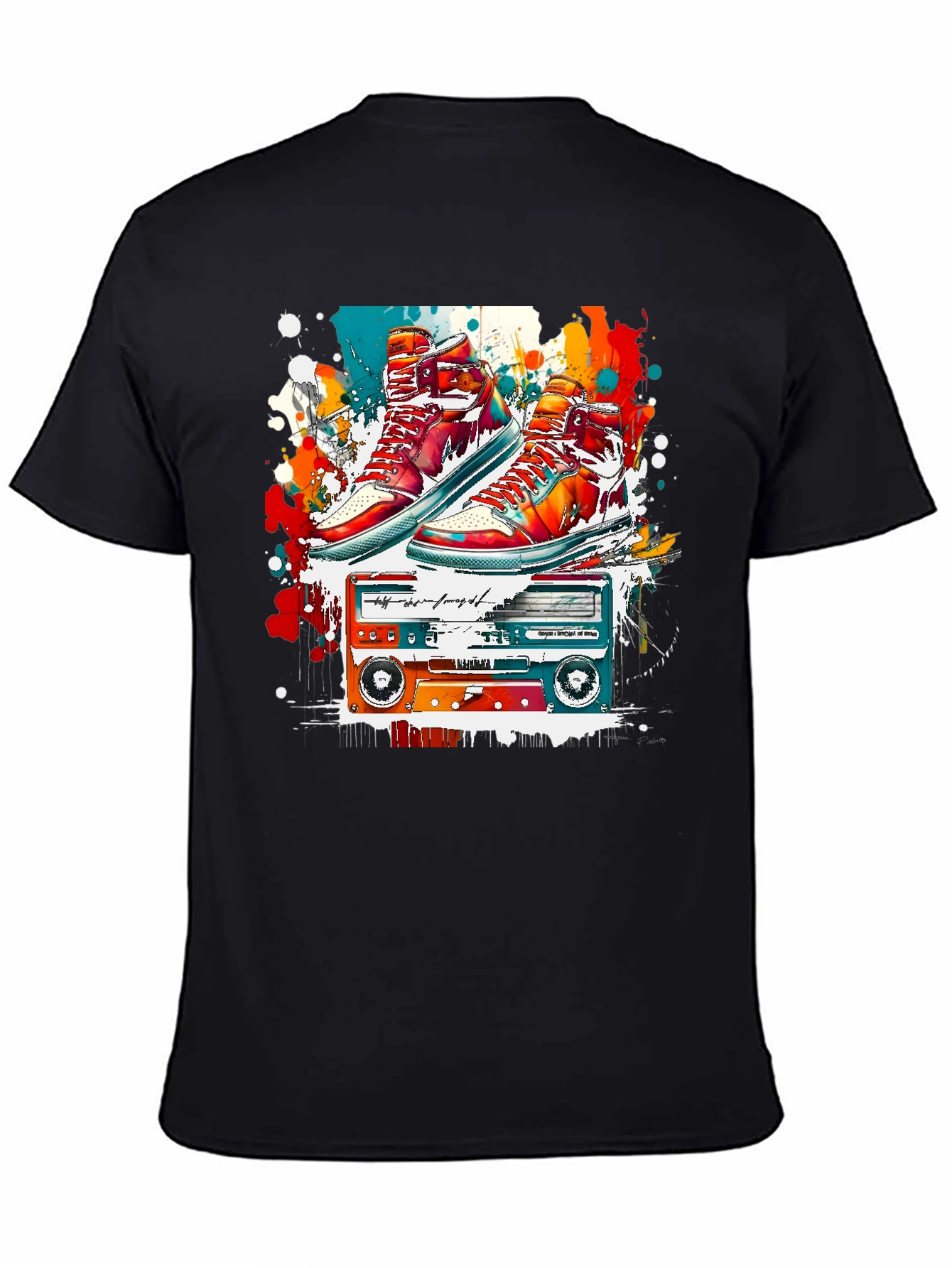 Retro Sneakers & Cassette Tape Graphic Tee