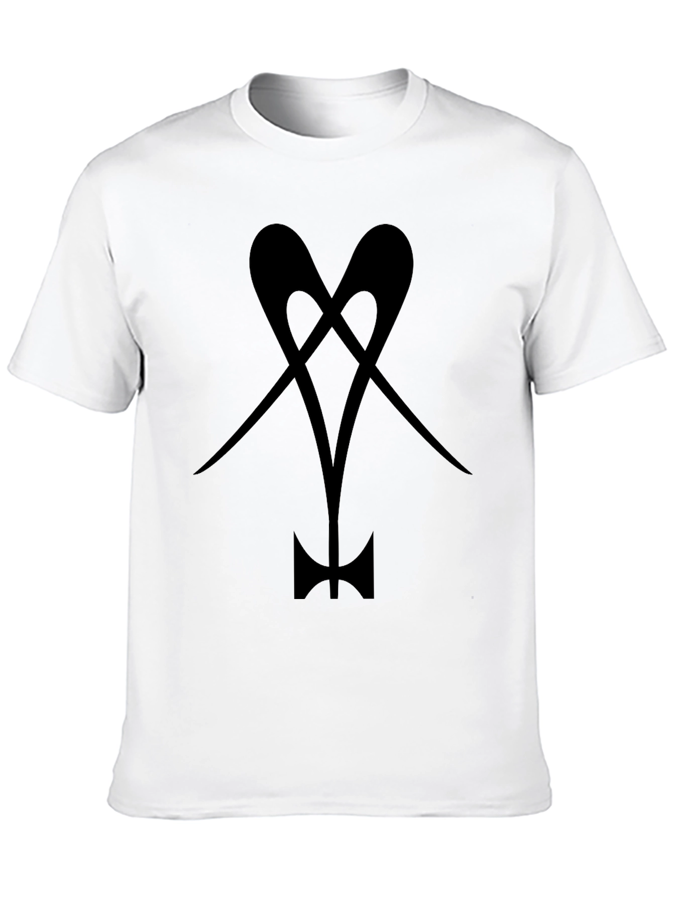 Black T-Shirt with Abstract Heart Axe Design