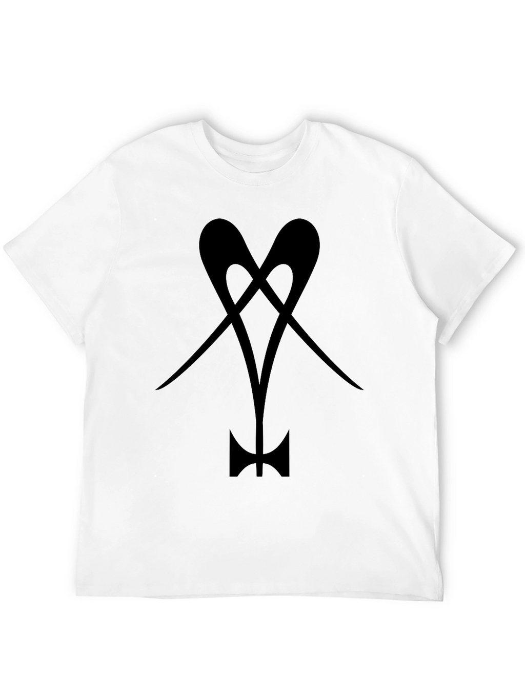 Black T-Shirt with Abstract Heart Axe Design