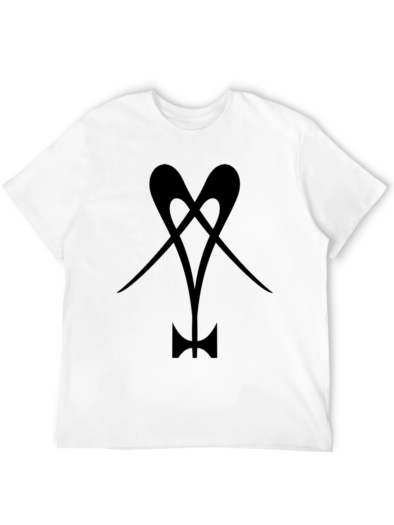 Black T-Shirt with Abstract Heart Axe Design