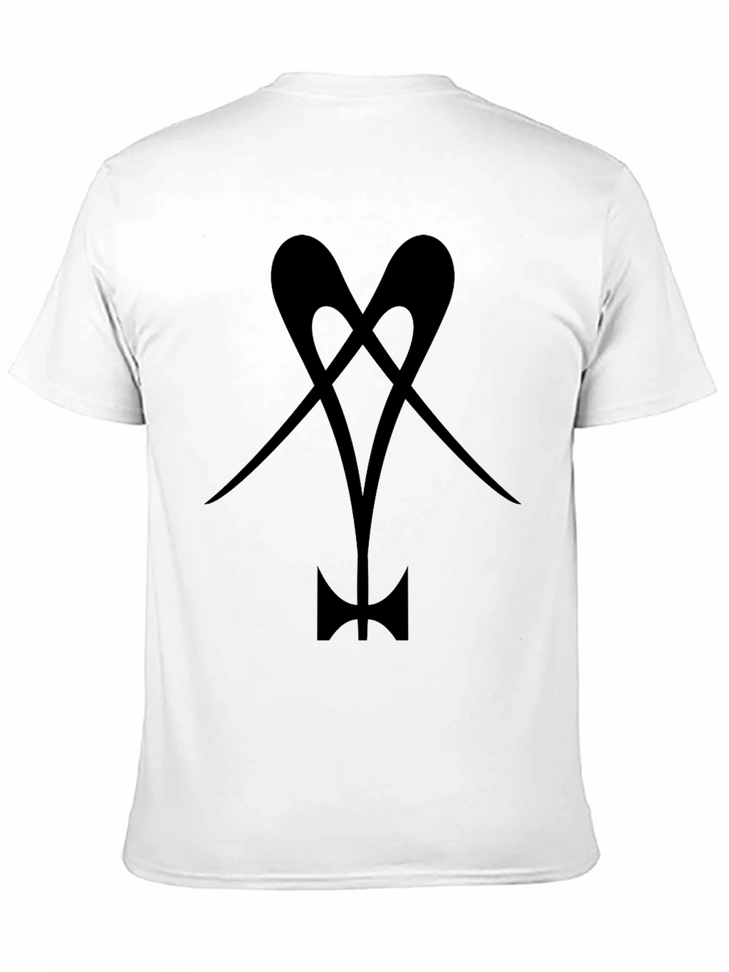 Black T-Shirt with Abstract Heart Axe Design