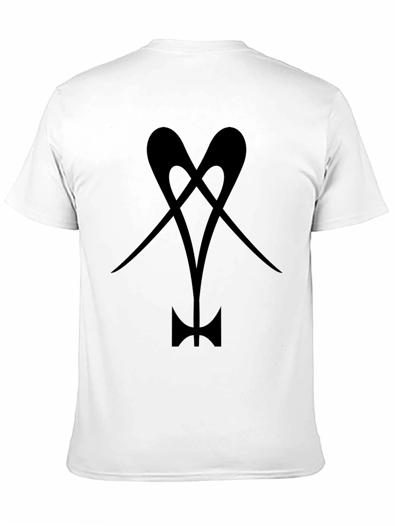 Black T-Shirt with Abstract Heart Axe Design