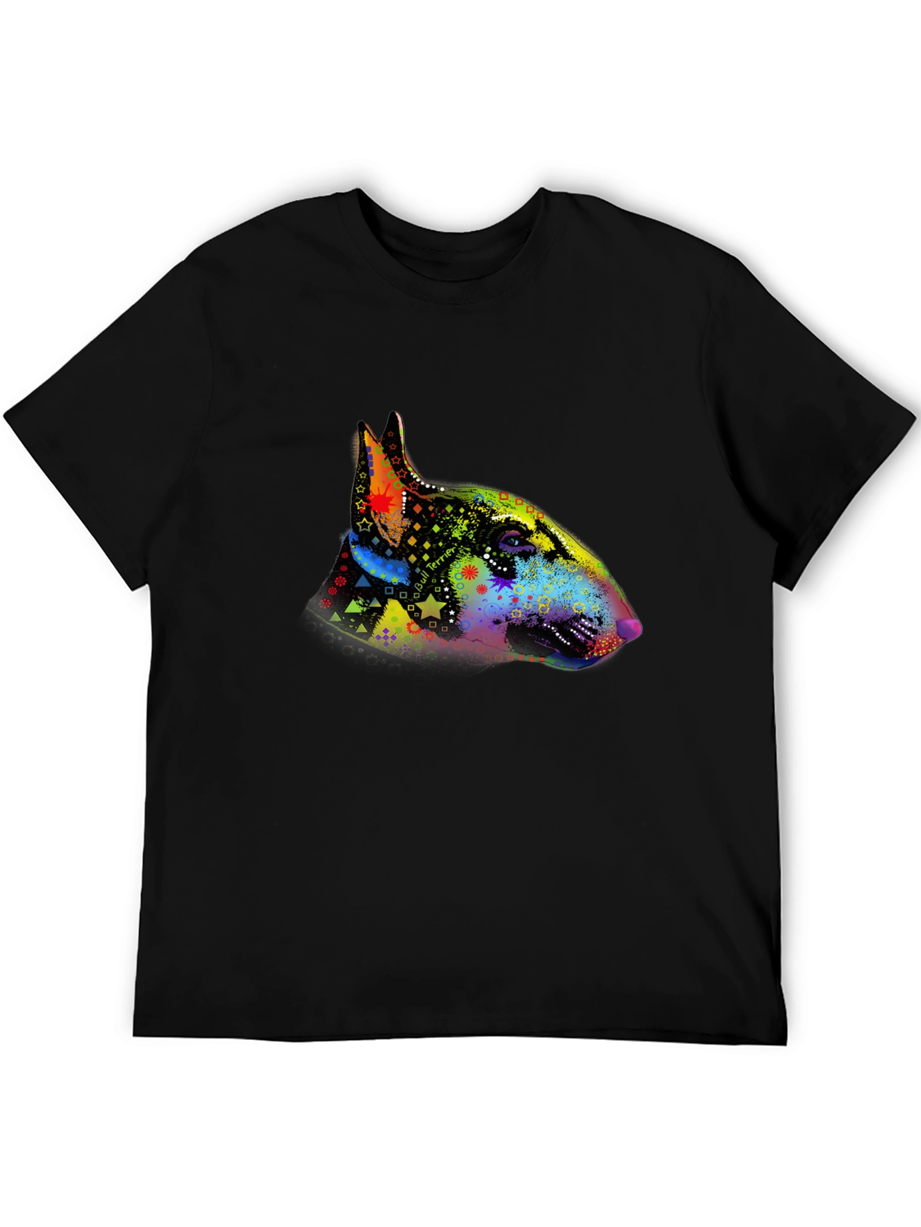 Dog Bull Terrier Colorful Head Print Mens T-Shirt