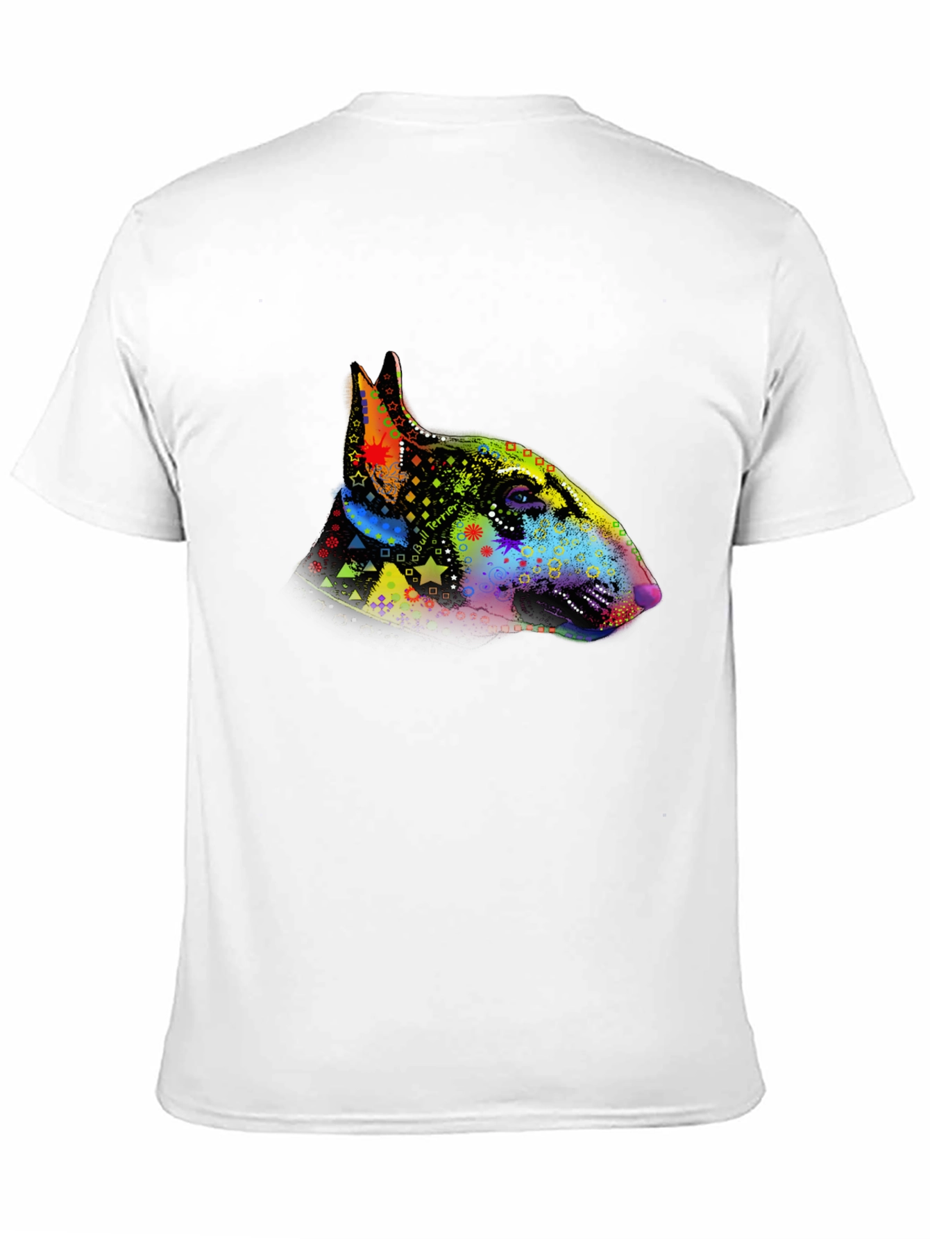 Dog Bull Terrier Colorful Head Print Mens T-Shirt