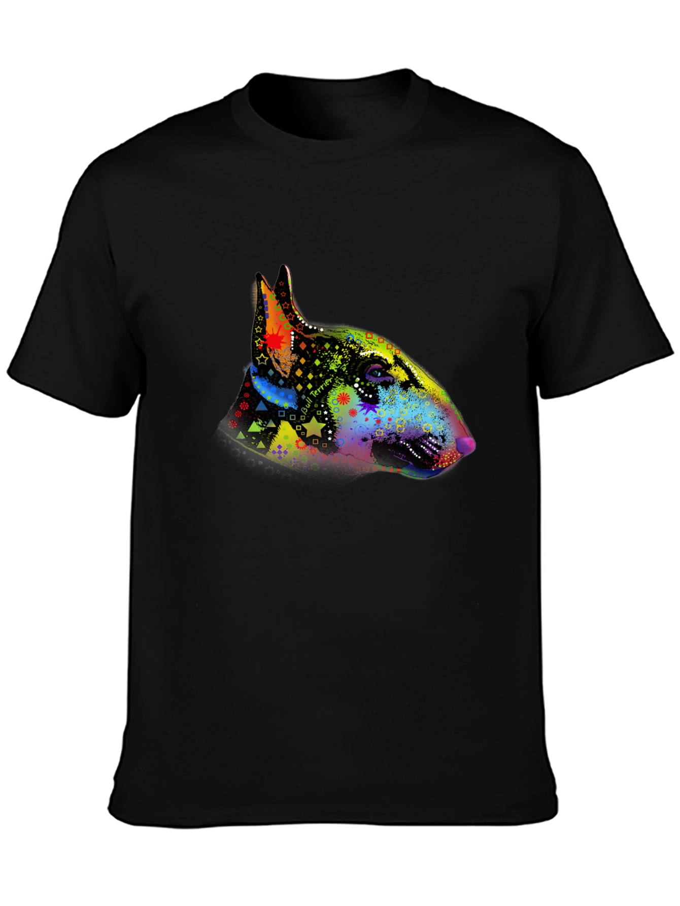 Dog Bull Terrier Colorful Head Print Mens T-Shirt
