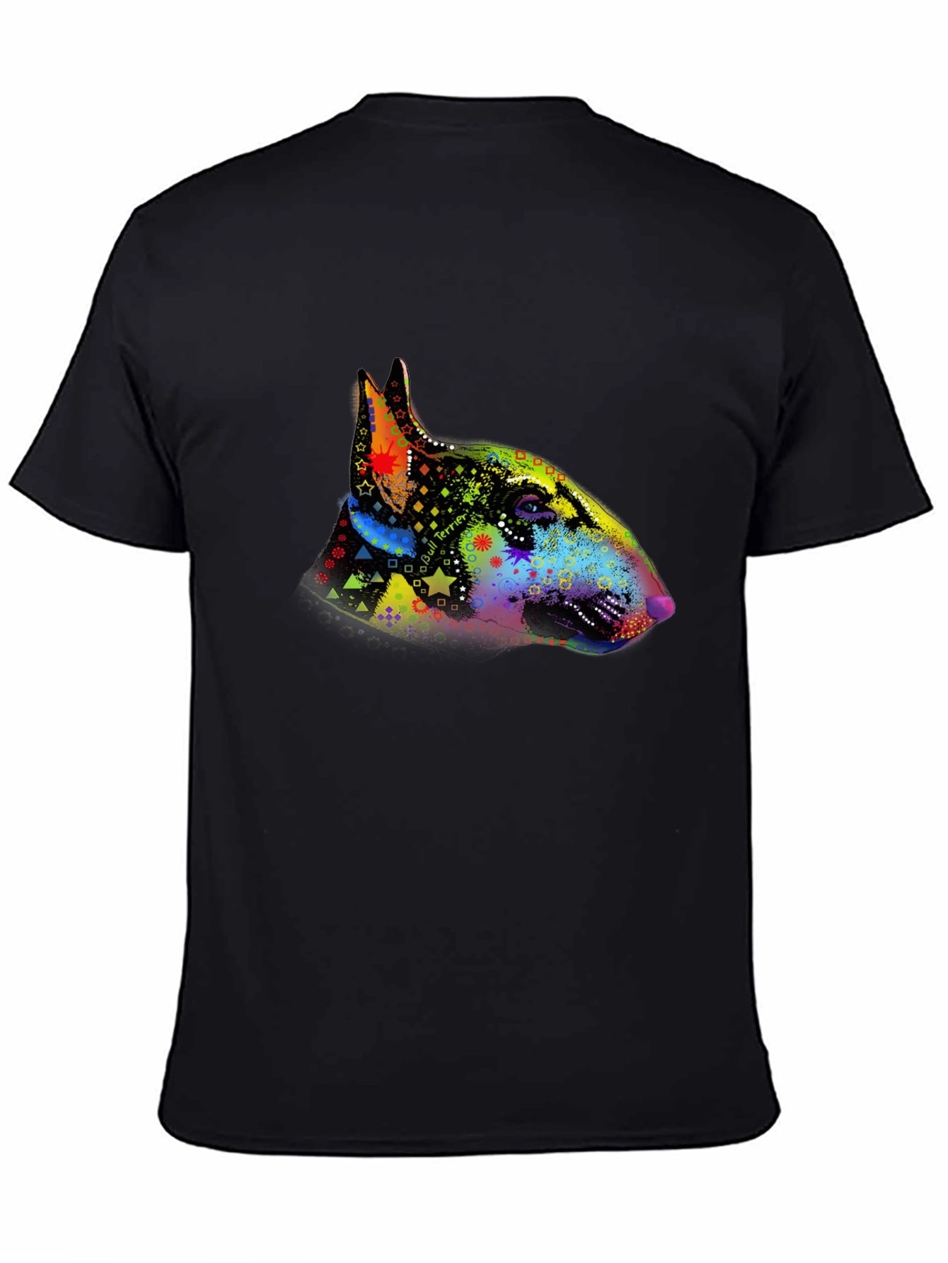 Dog Bull Terrier Colorful Head Print Mens T-Shirt