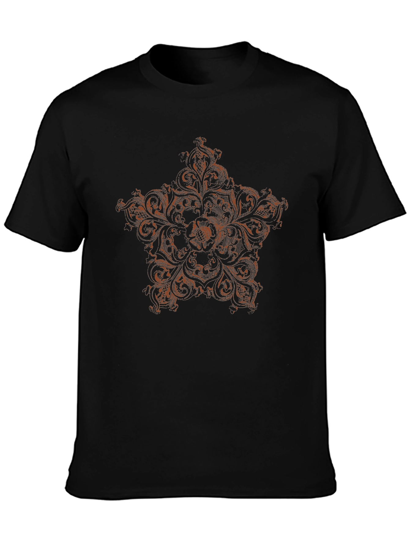 Black T-Shirt with Ornate Star Design