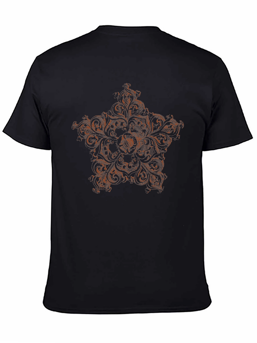 Black T-Shirt with Ornate Star Design