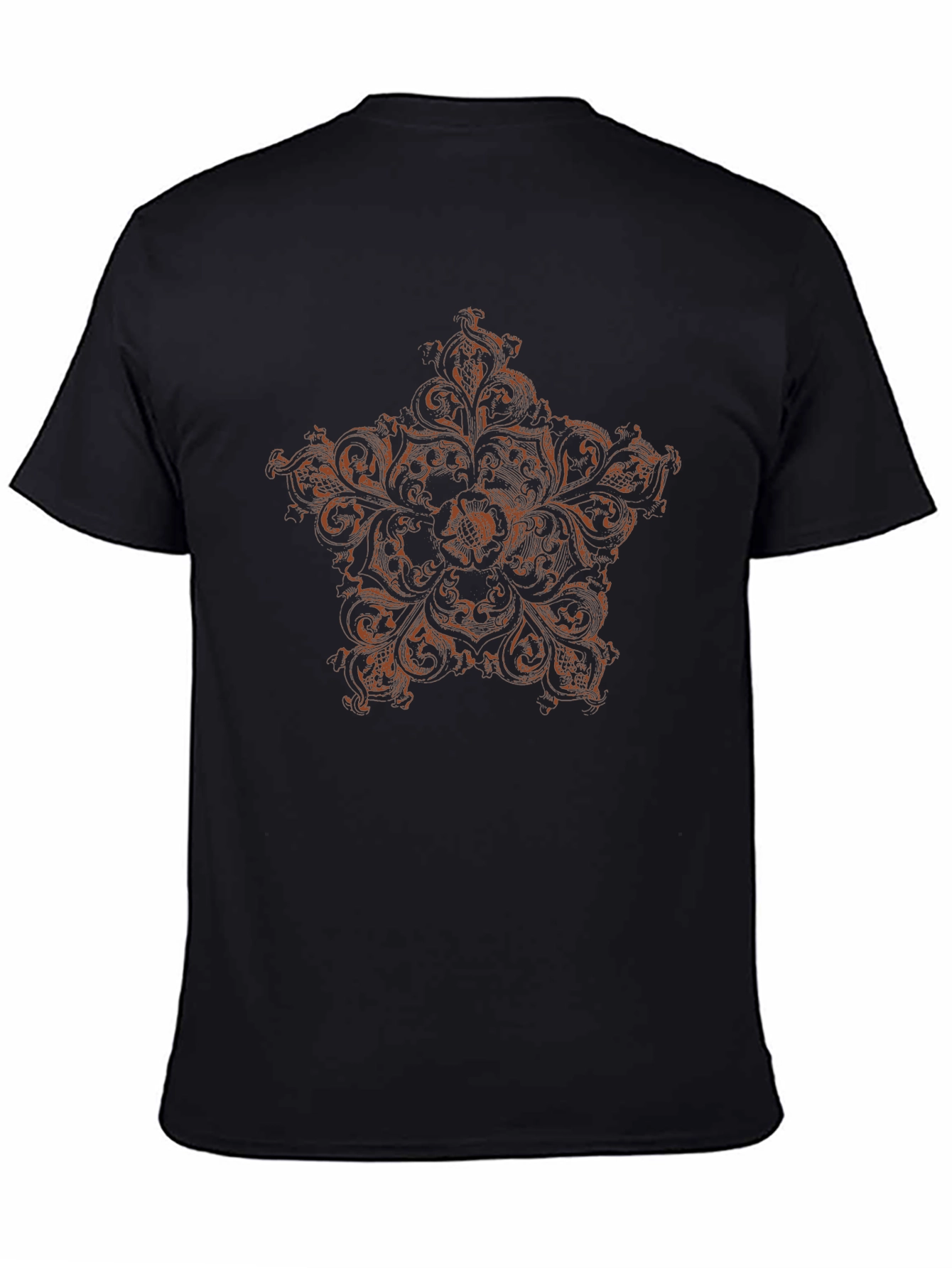 Black T-Shirt with Ornate Star Design