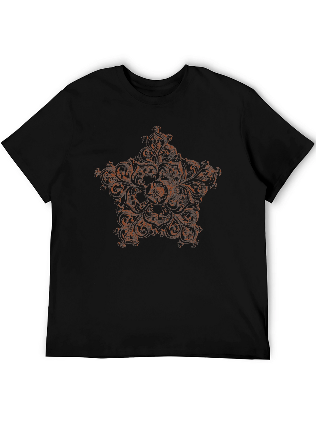 Black T-Shirt with Ornate Star Design
