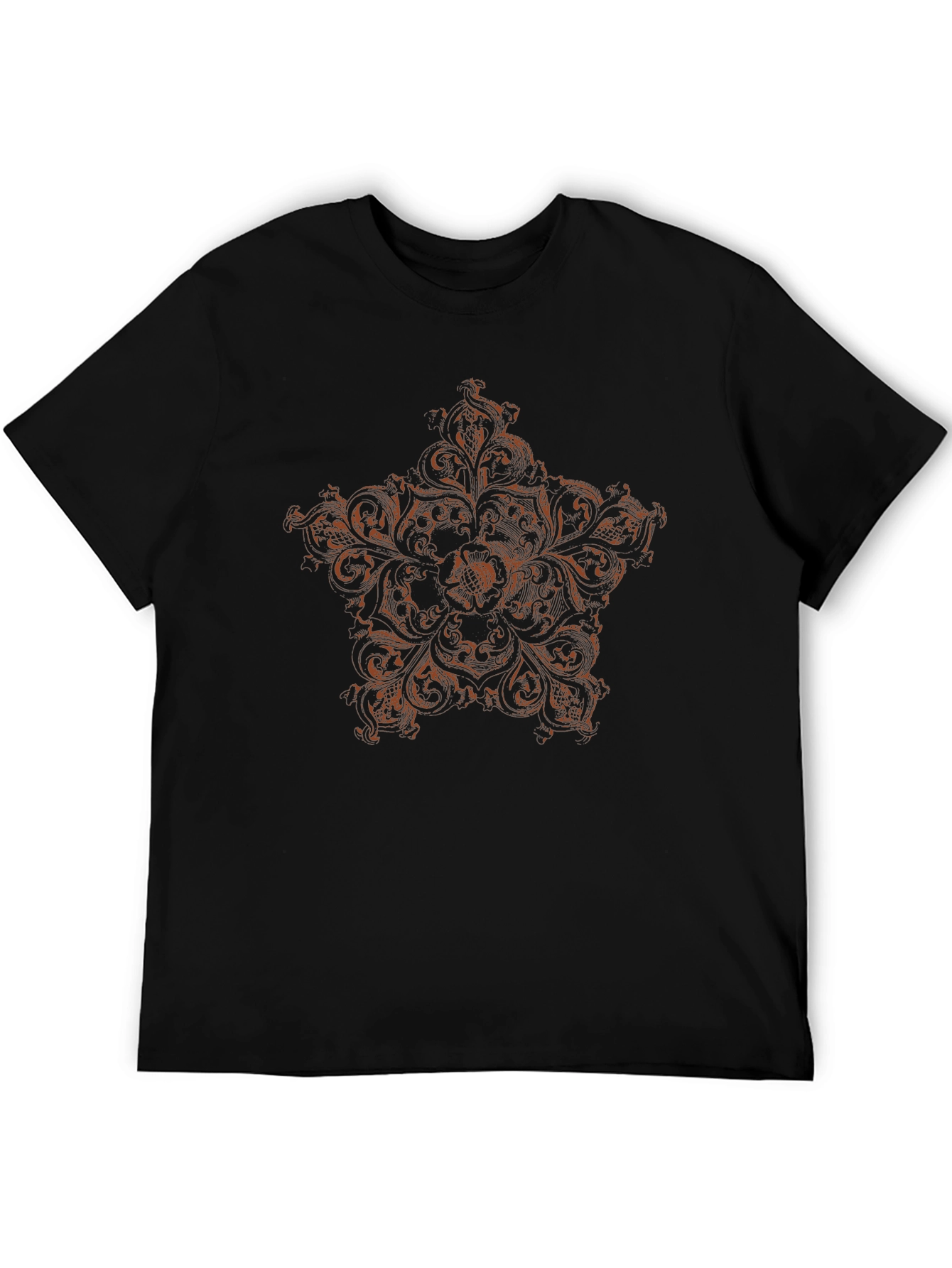 Black T-Shirt with Ornate Star Design