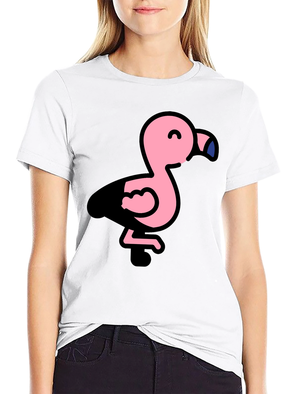 Cute Flamingo Black T-Shirt