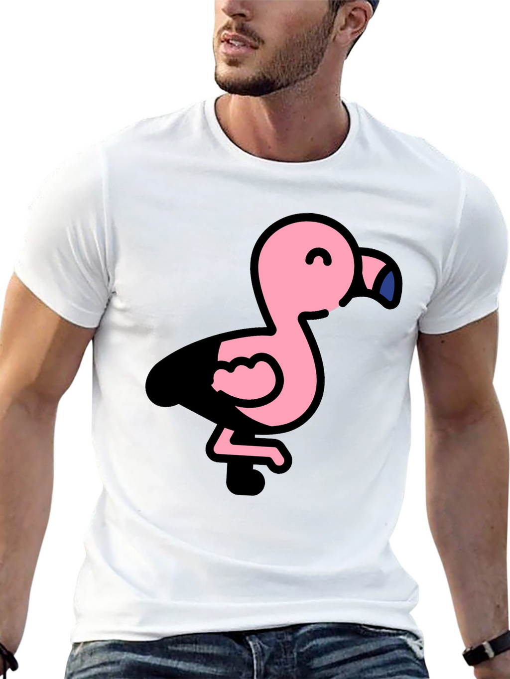 Cute Flamingo Black T-Shirt