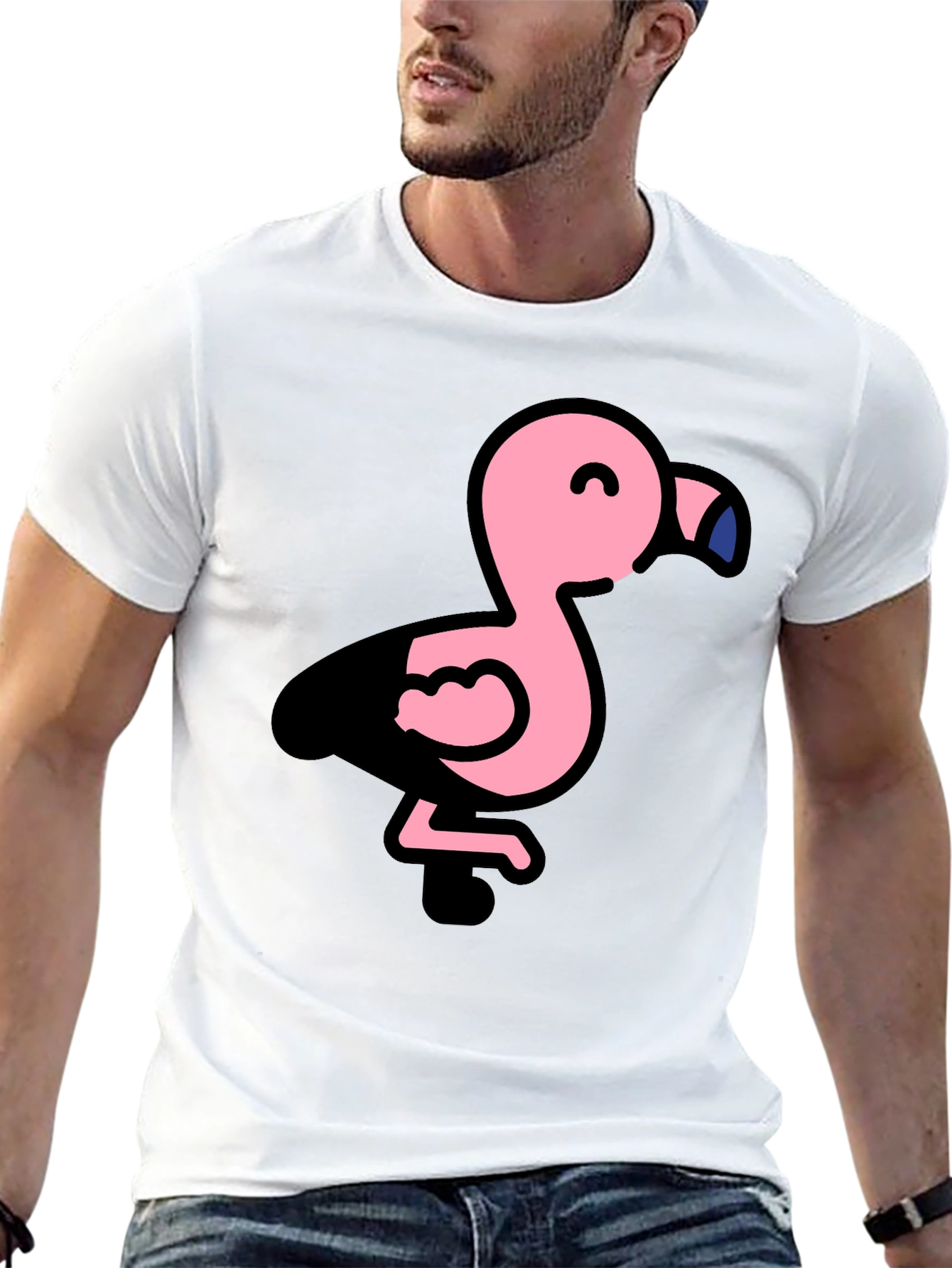 Cute Flamingo Black T-Shirt